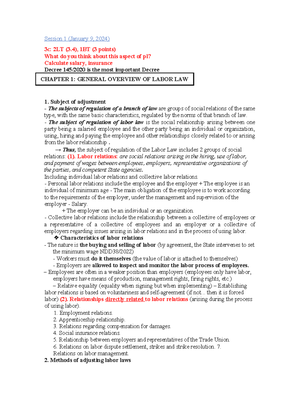 Labor Law Overview and Key Concepts (Course Code: 3c) - Studocu