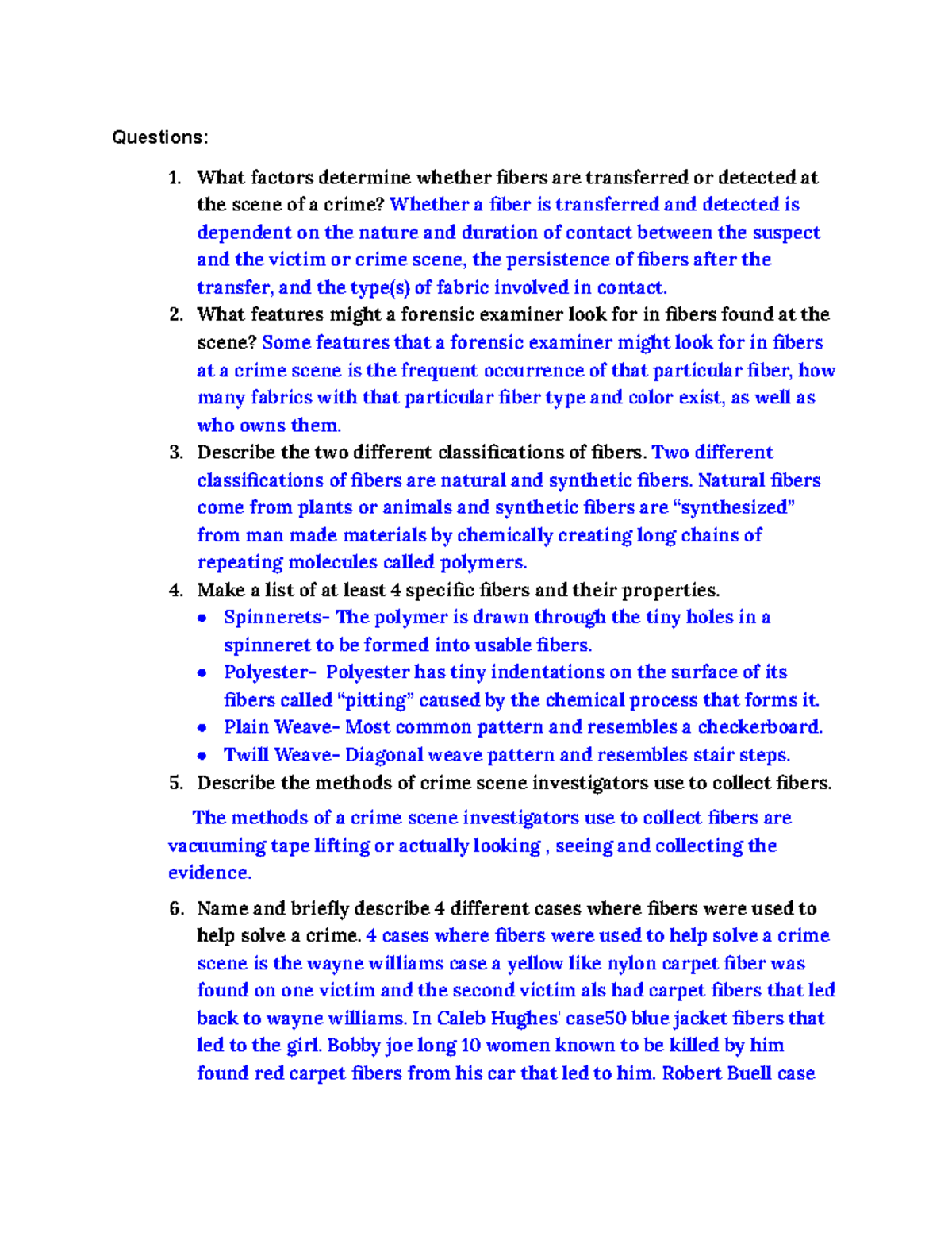 Fiber Analysis in Forensic Science - Web Quest 2 23 - Studocu