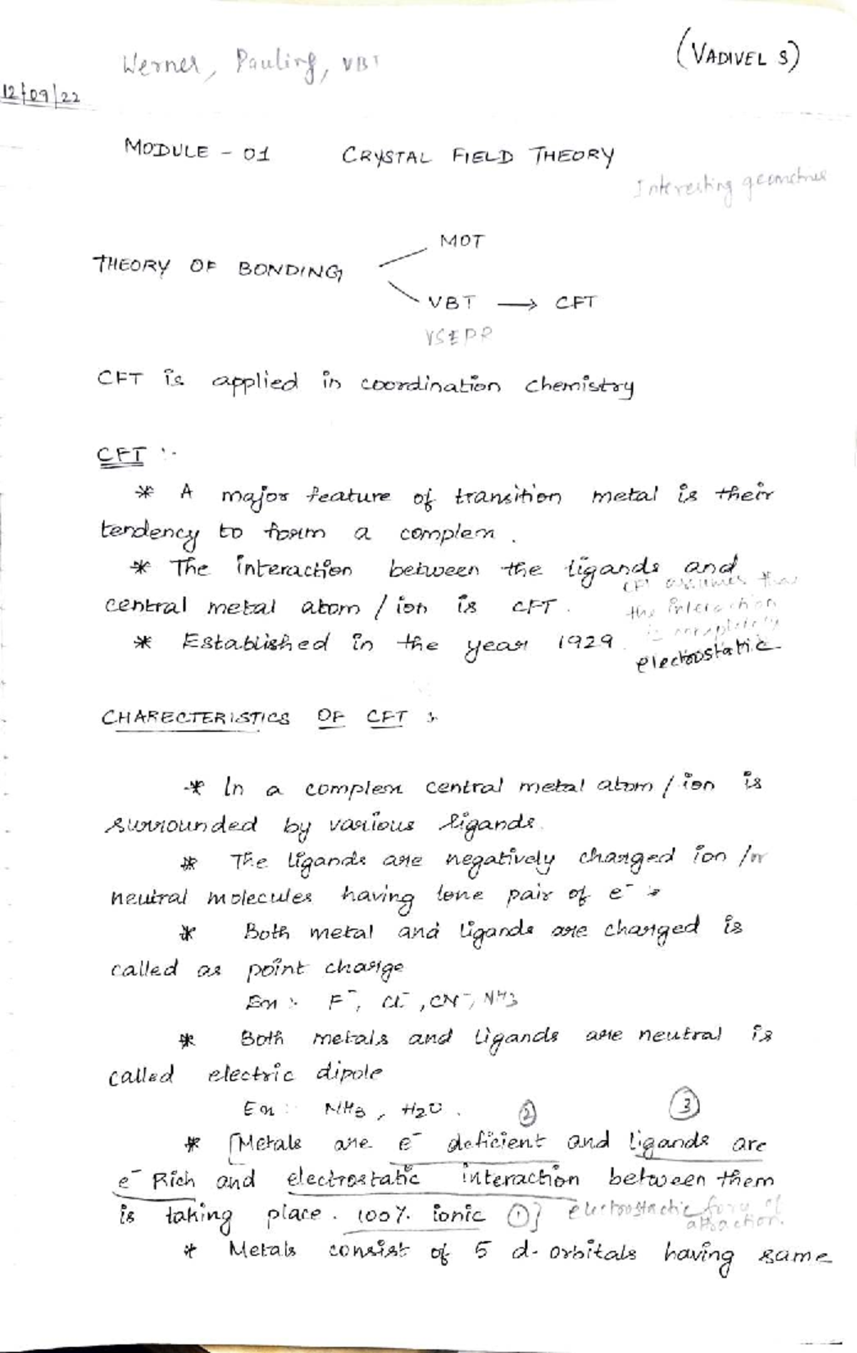 VBT & CFT in Coordination Chemistry: Insights & Applications - Studocu