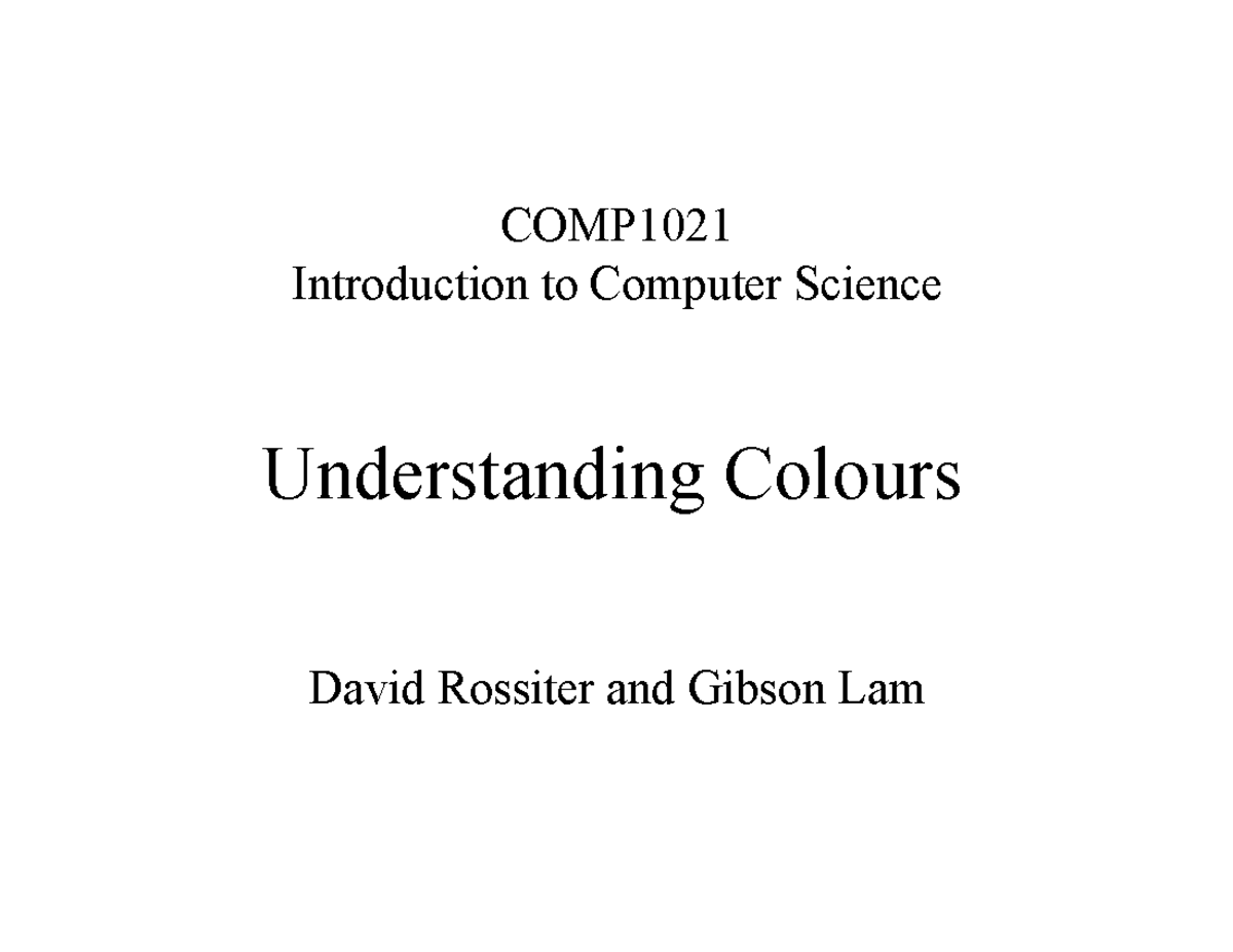 COMP1021 Understanding Colours: RGB System Explained - Studocu
