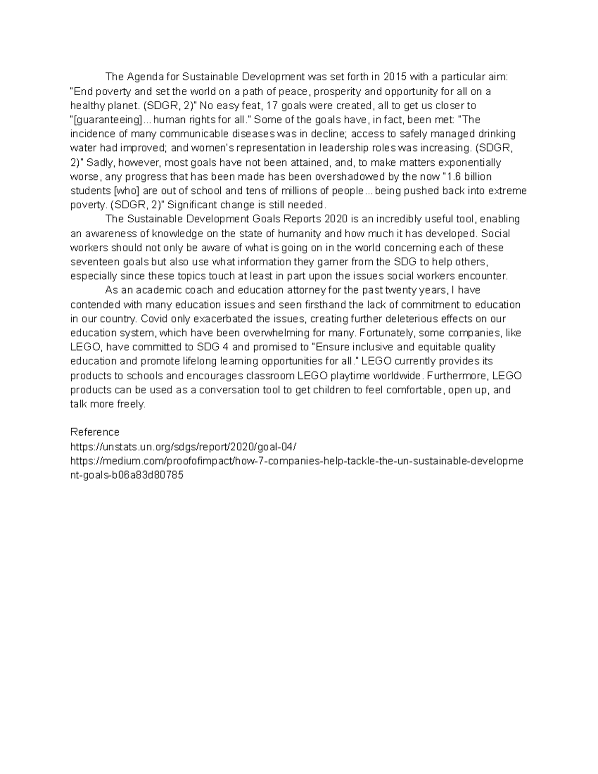 SDG 4 - Assignment on Sustainable Development Goals and Education - Studocu