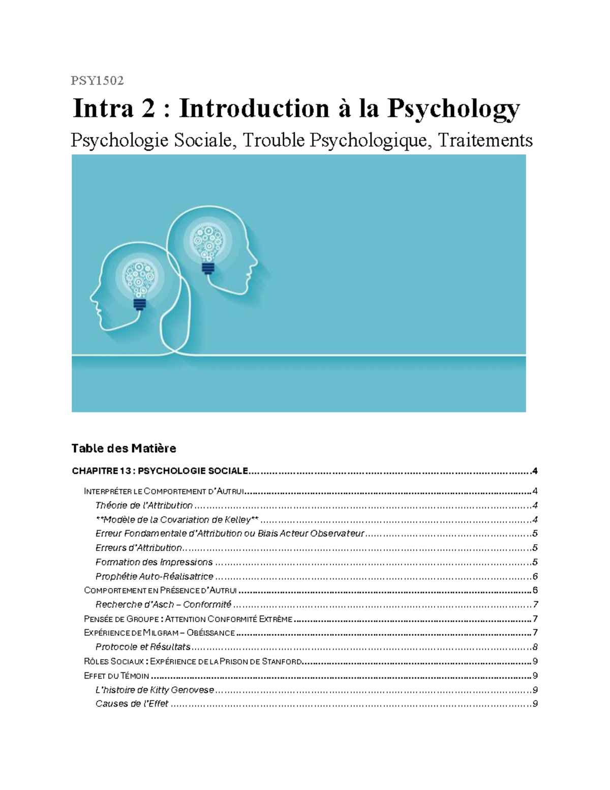 PSY1502 Intra 2 : Notes de Cours sur la Psychologie Sociale et les ...