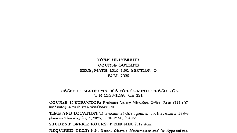 CO 1019 D F25 - Discrete Mathematics Course Outline - Studocu