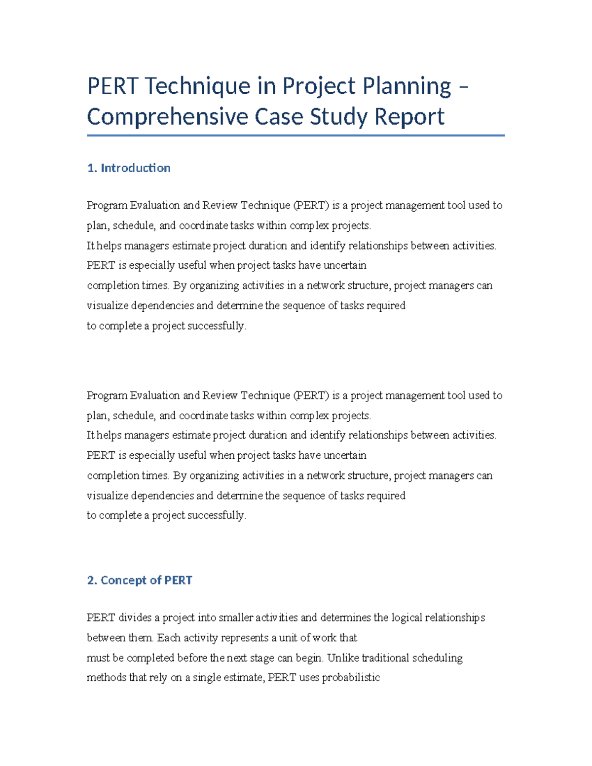 Comprehensive Case Study on PERT Technique in Project Management (18 ...