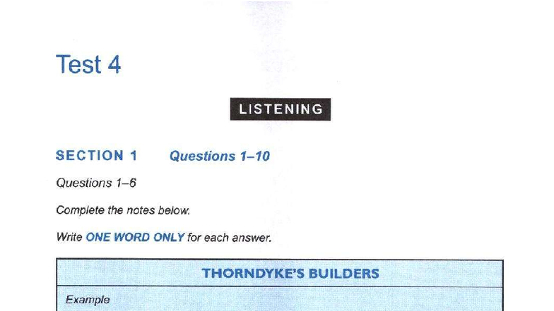 C10 - T4 - Listening Section 1-4 Notes and Questions - Studocu