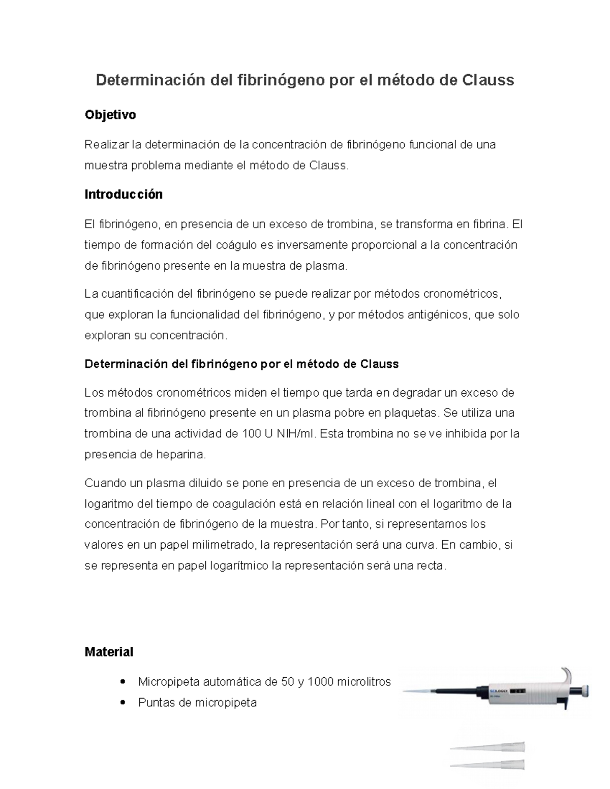 Determinación del fibrinógeno por el método de Clauss: Protocolo y ...