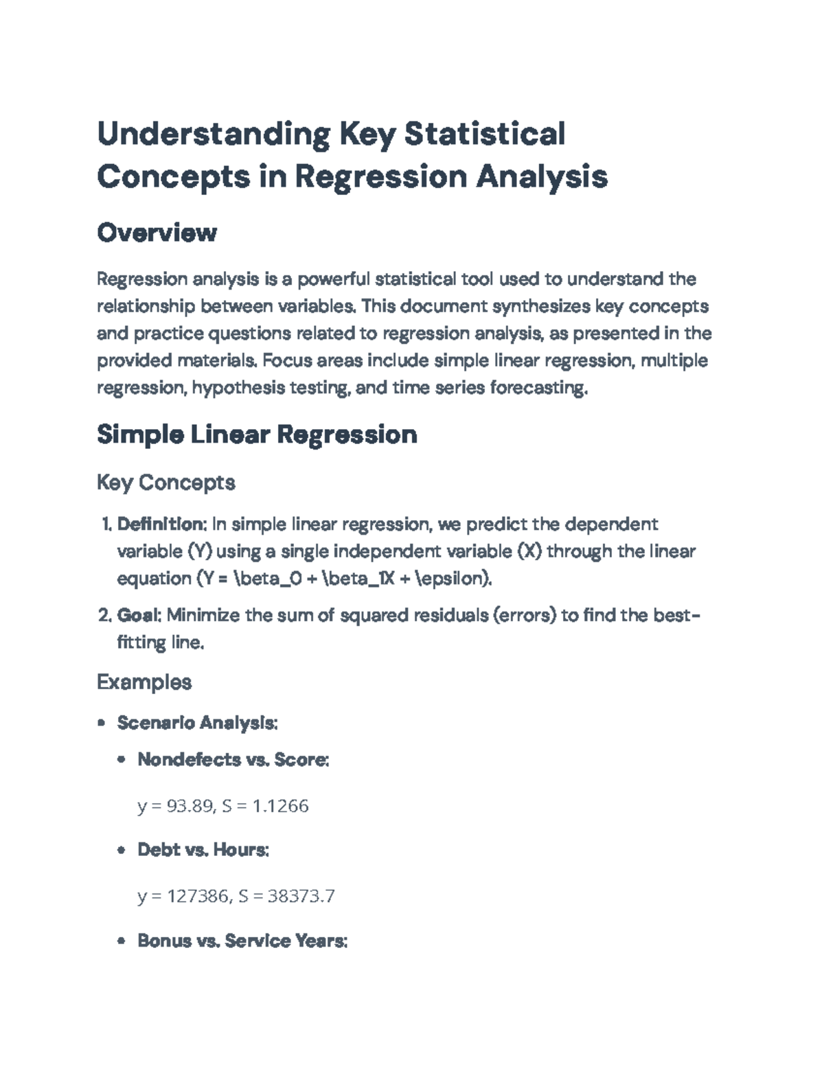 Understanding Key Statistical Concepts in Regression Analysis ...