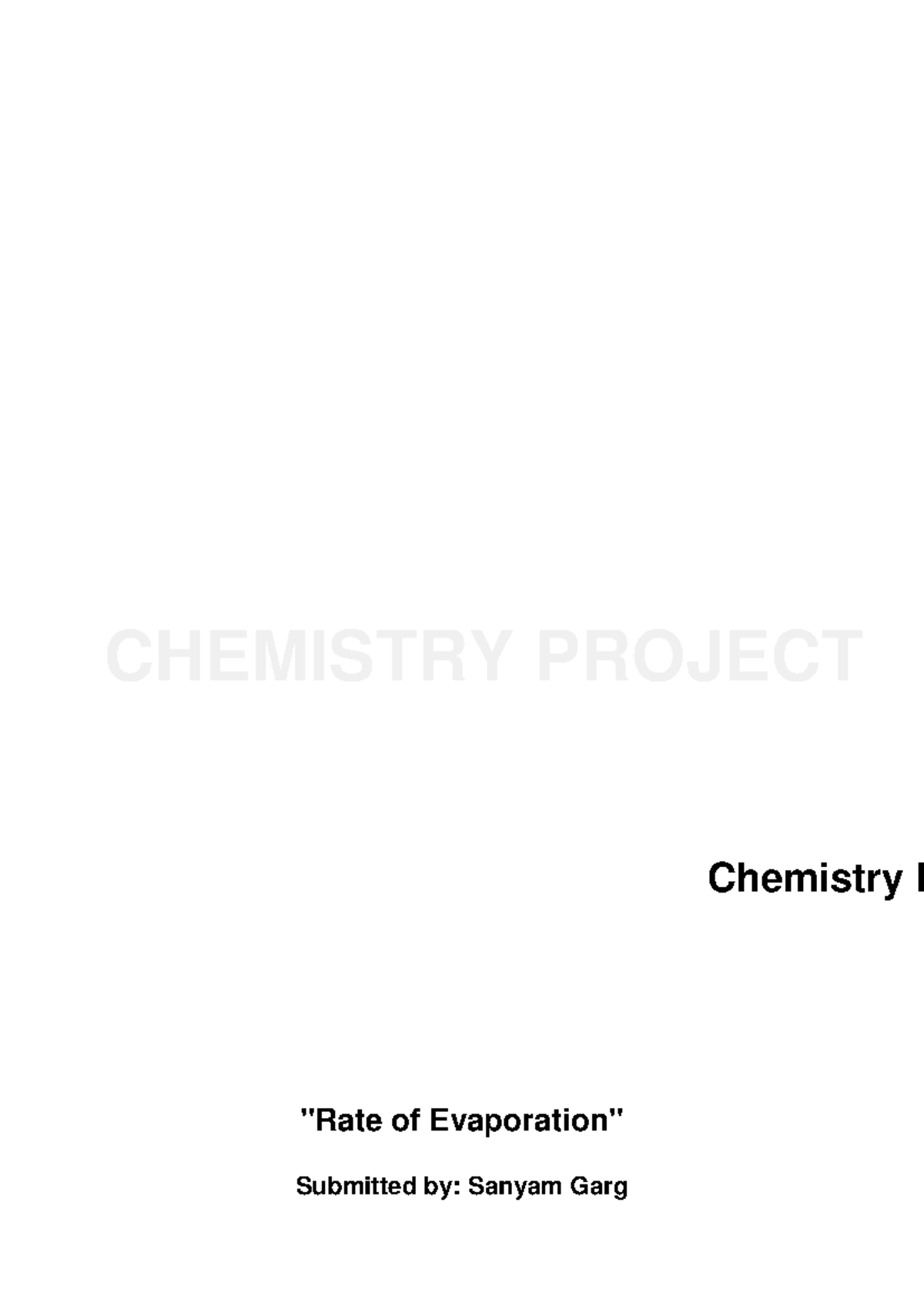 Rate of Evaporation Project: Chemistry XII Experiment Insights - Studocu