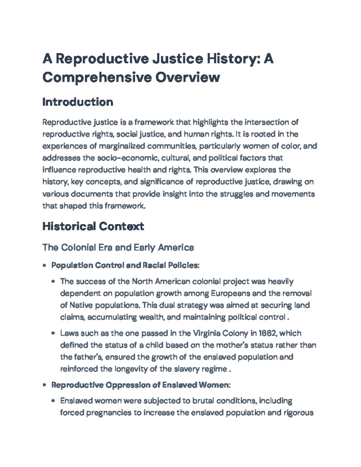A Comprehensive Overview of Reproductive Justice History and Framework ...