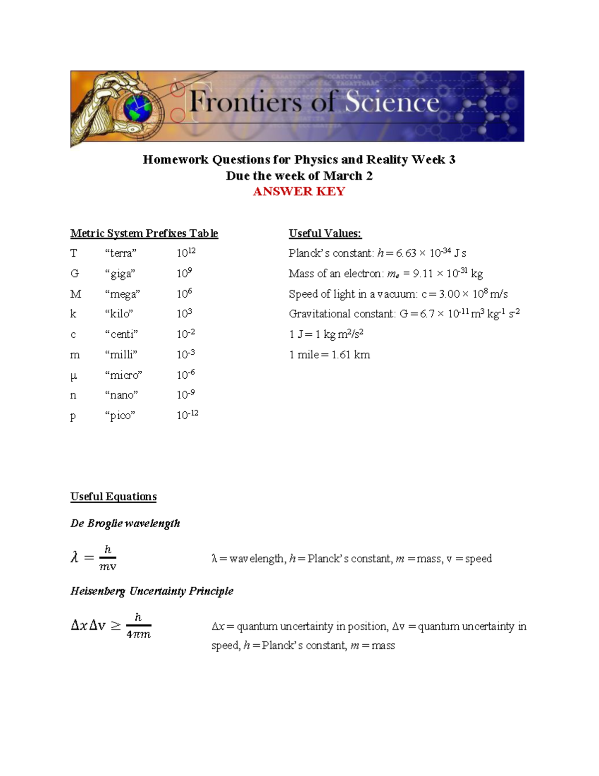 PR3 Homework Answers: Physics & Reality Week 3 (Spring 2026) - Studocu