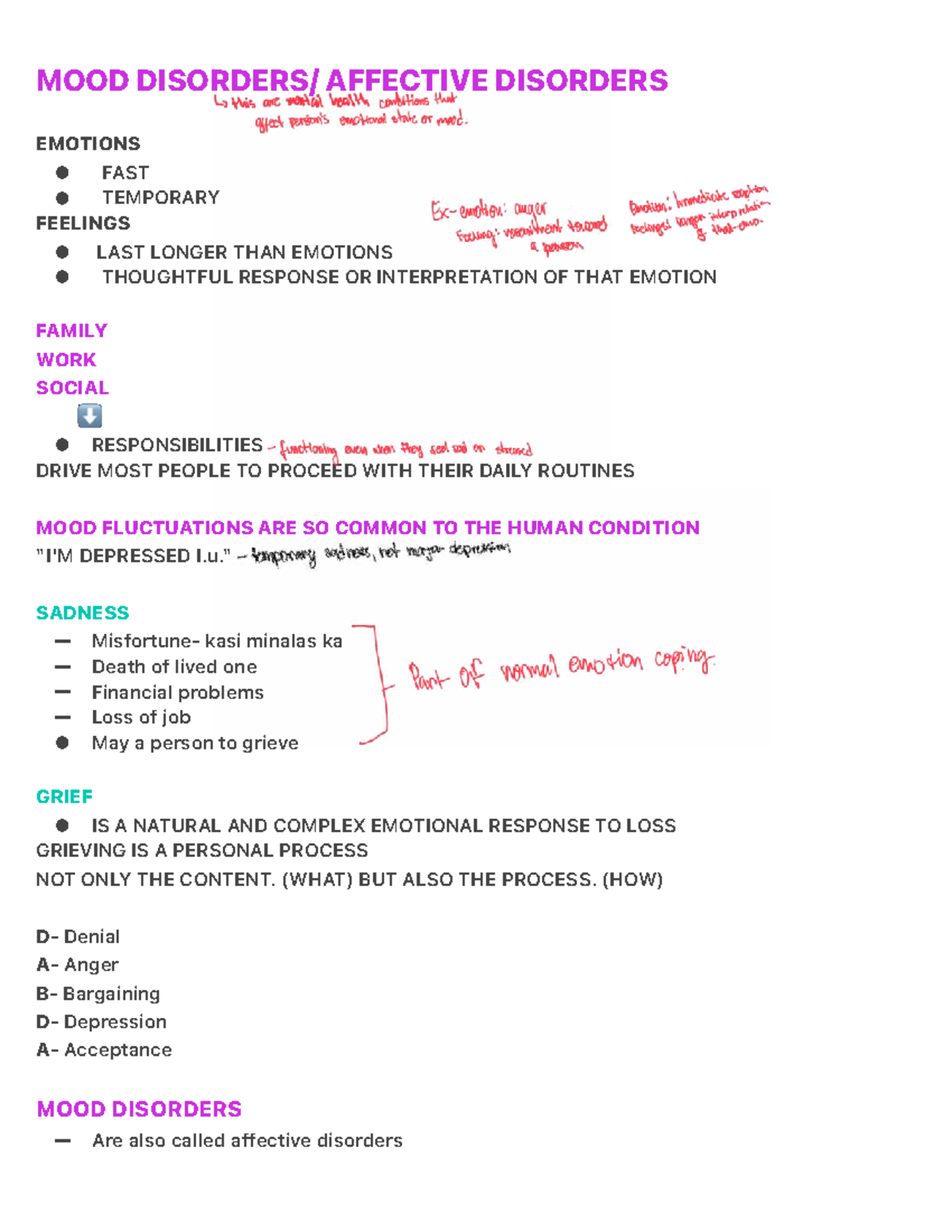 MOOD DISORDERS: A Comprehensive Overview of Affective Disorders - Studocu