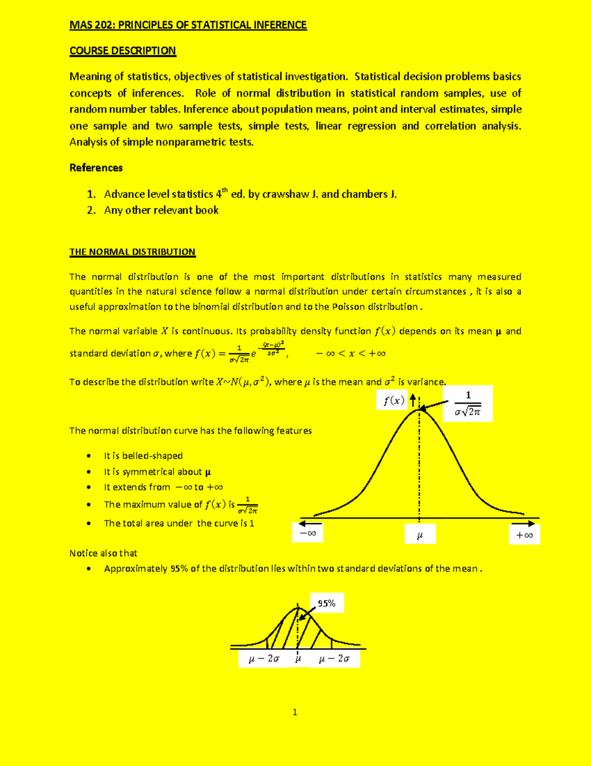 MAS 202 Final Exam Notes: Principles of Statistical Inference - Studocu