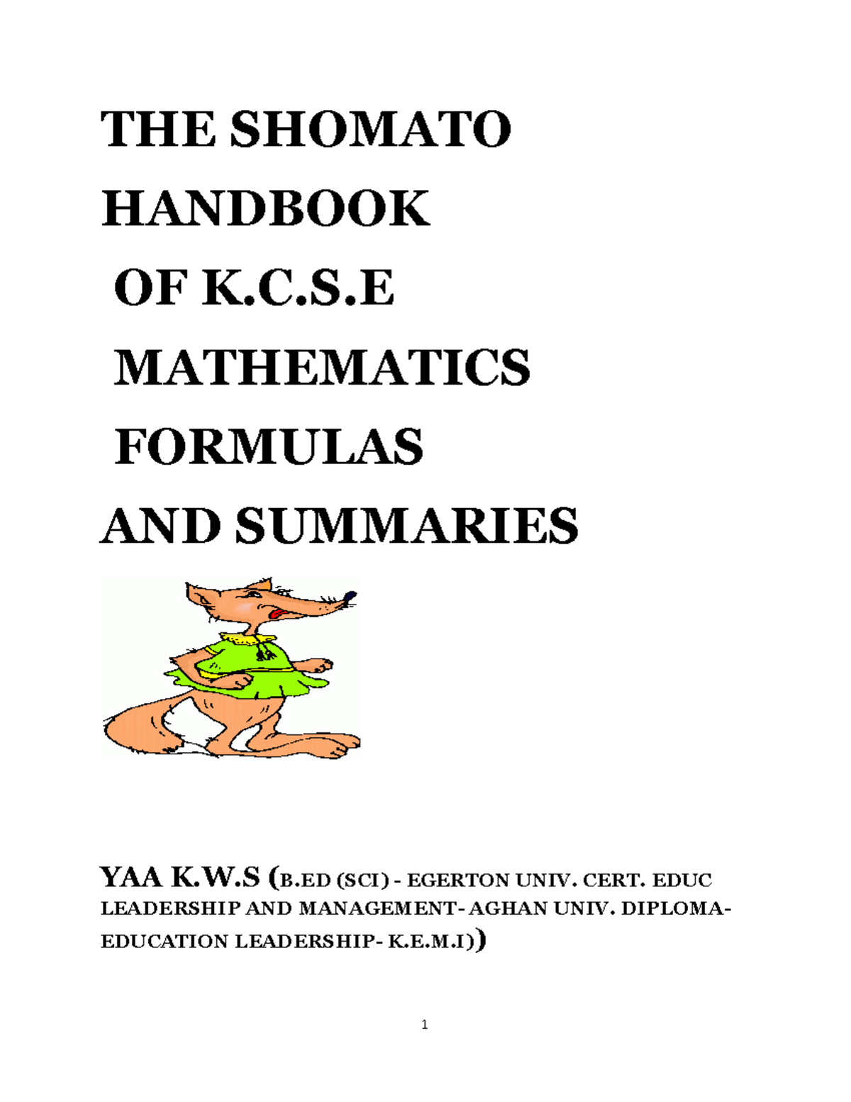 K.C.S.E Mathematics Handbook: Formulas & Summaries Guide - Studocu