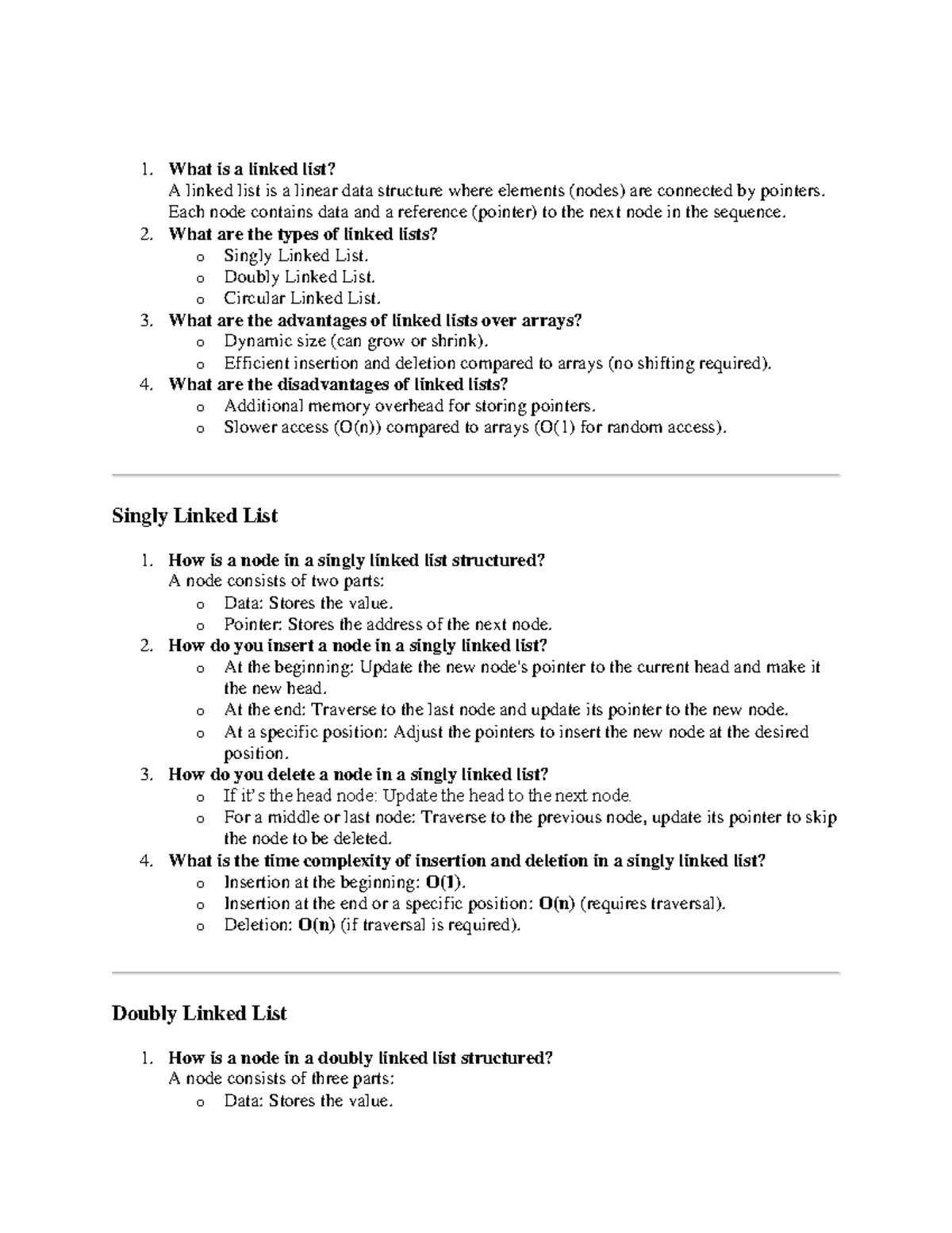 Linked lists - overview - 1. What is a linked list? A linked list is a ...