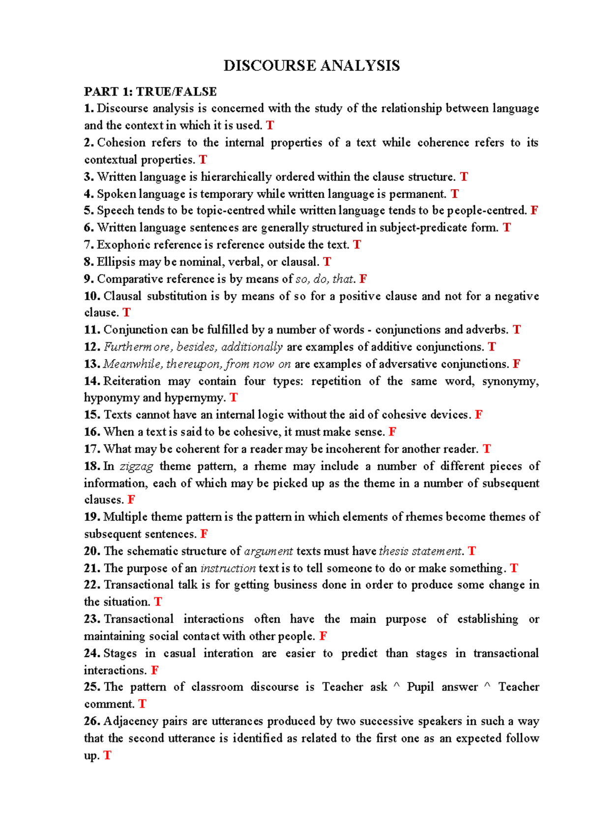 Discourse Analysis Overview: Summary for Tiếng Anh 1 Course - Studocu