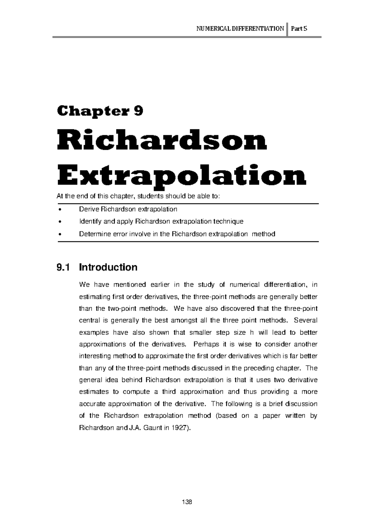 Chapter 9: Richardson Extrapolation Technique and Error Analysis - Studocu