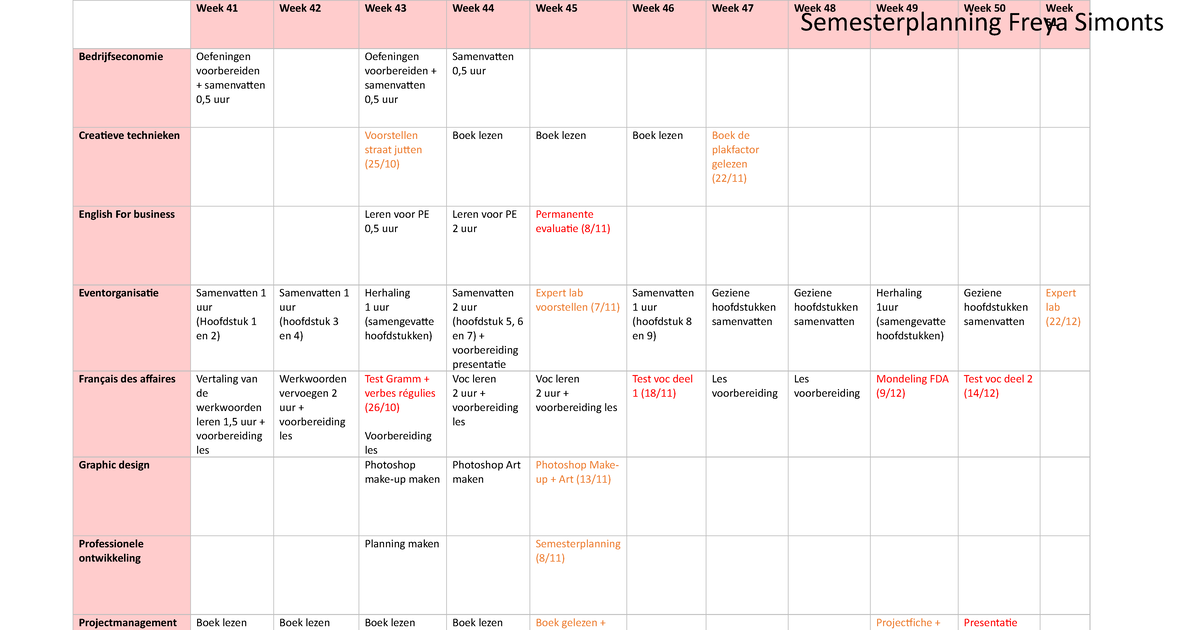 Semesterplanning - Week 41 Week 42 Week 43 Week 44 Week 45 Week 46 Week ...