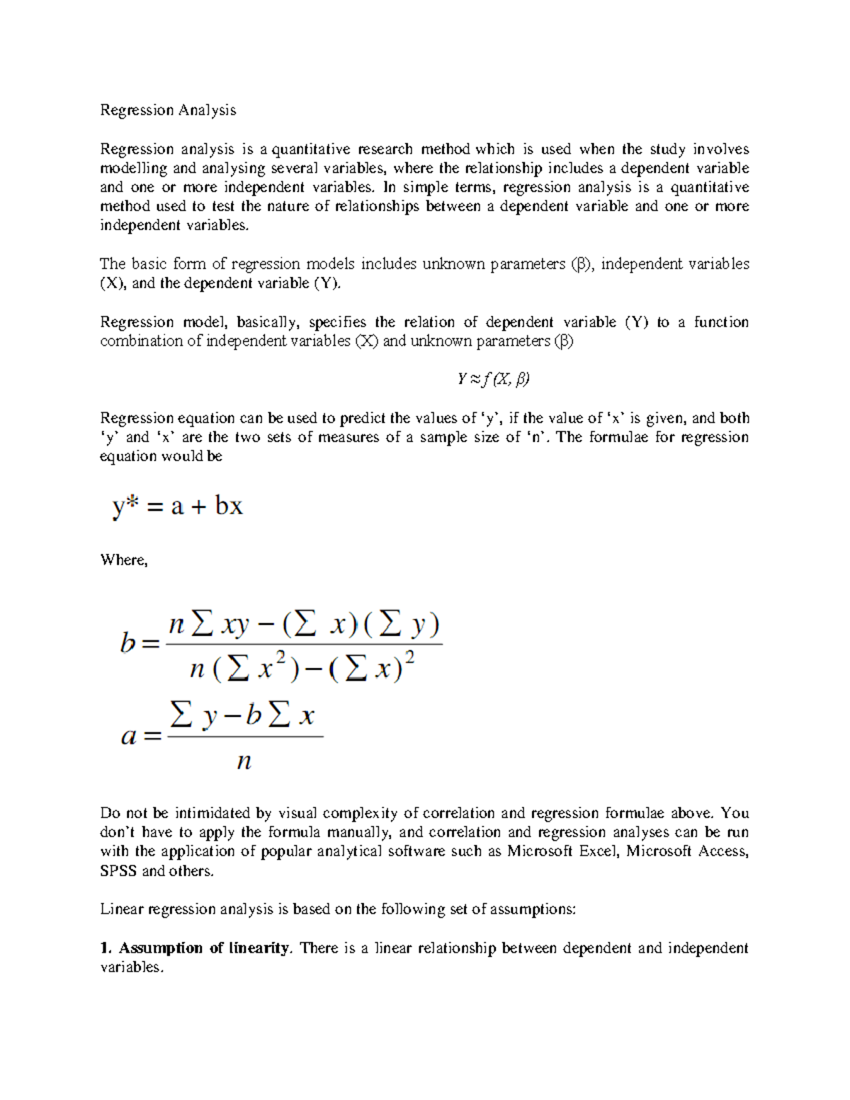 Types of Regression Analysis (RA) - Comprehensive Overview - Studocu