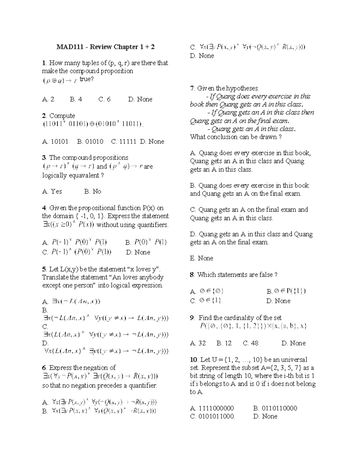 Review Chapter 1 & 2 Questions ENG - Final Exam Prep - Studocu