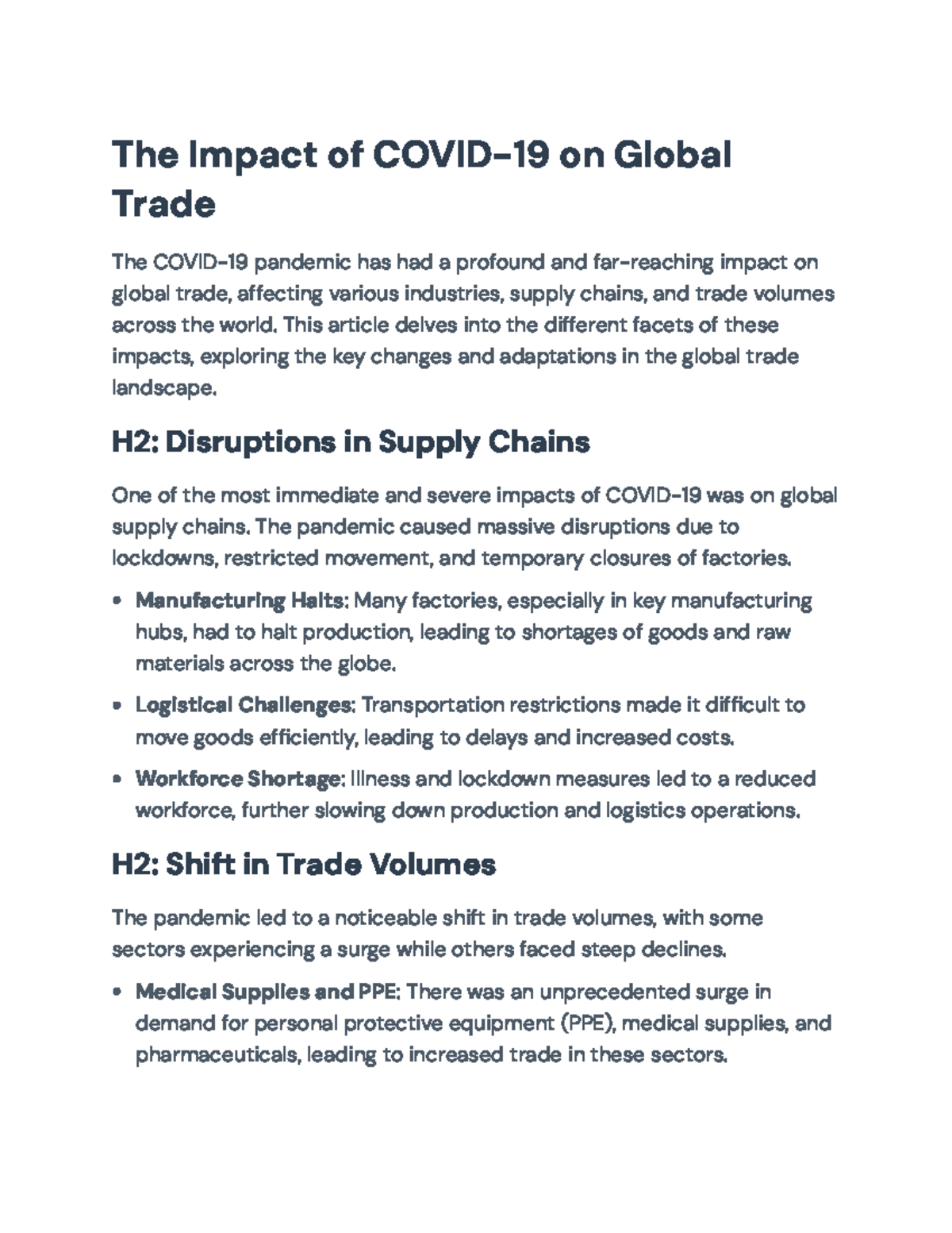Global Trade Dynamics Post-COVID-19: Impacts and Adaptations - The ...