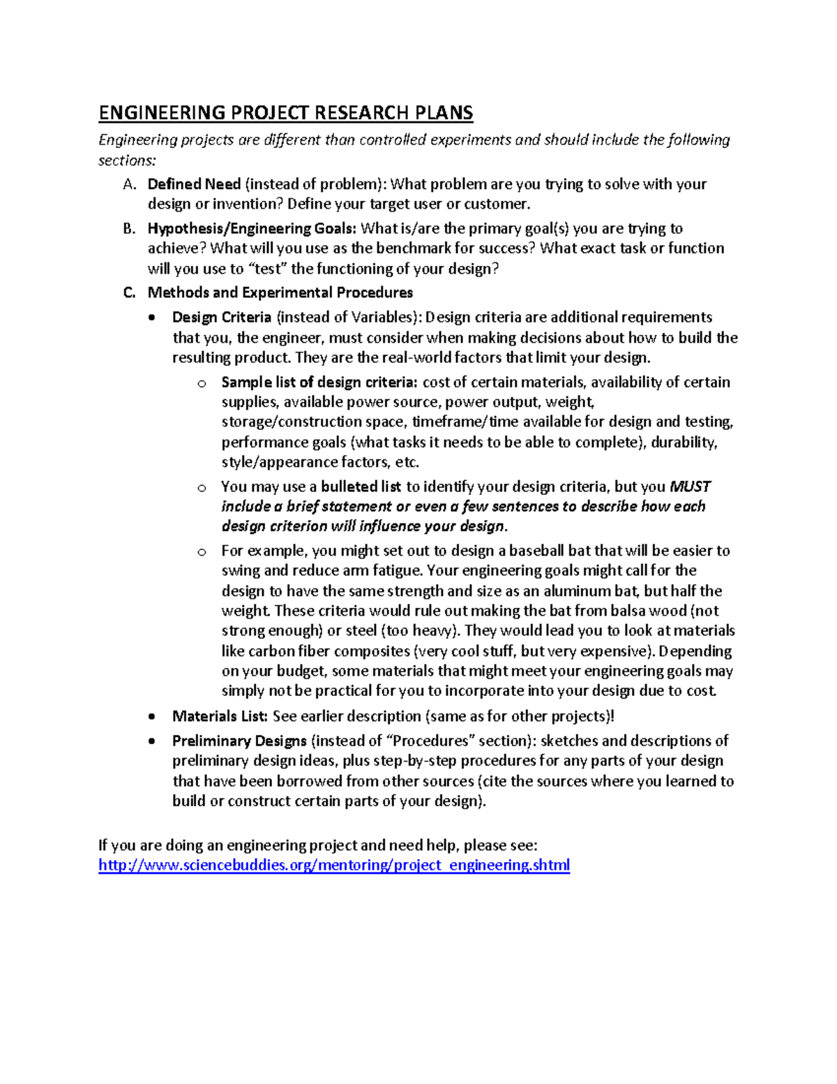 ENGR 101: Engineering Project Research Plan Guidelines - Studocu
