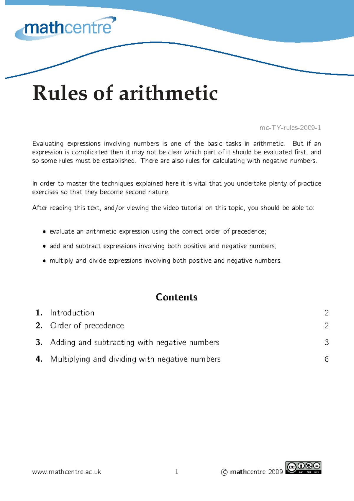 MATH101: Rules of Arithmetic - Evaluating Expressions and Operations ...