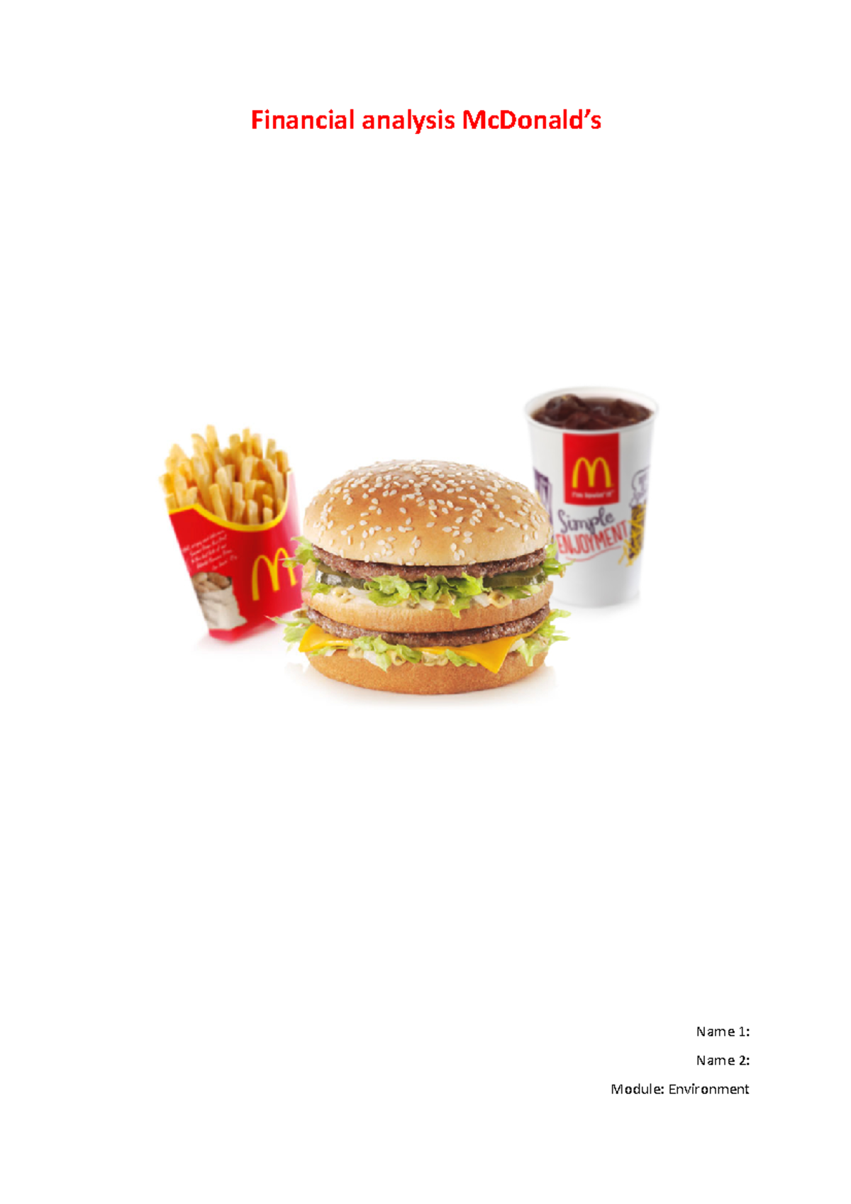 Financial Analysis of McDonald's: Environment Module 18.05 Report ...