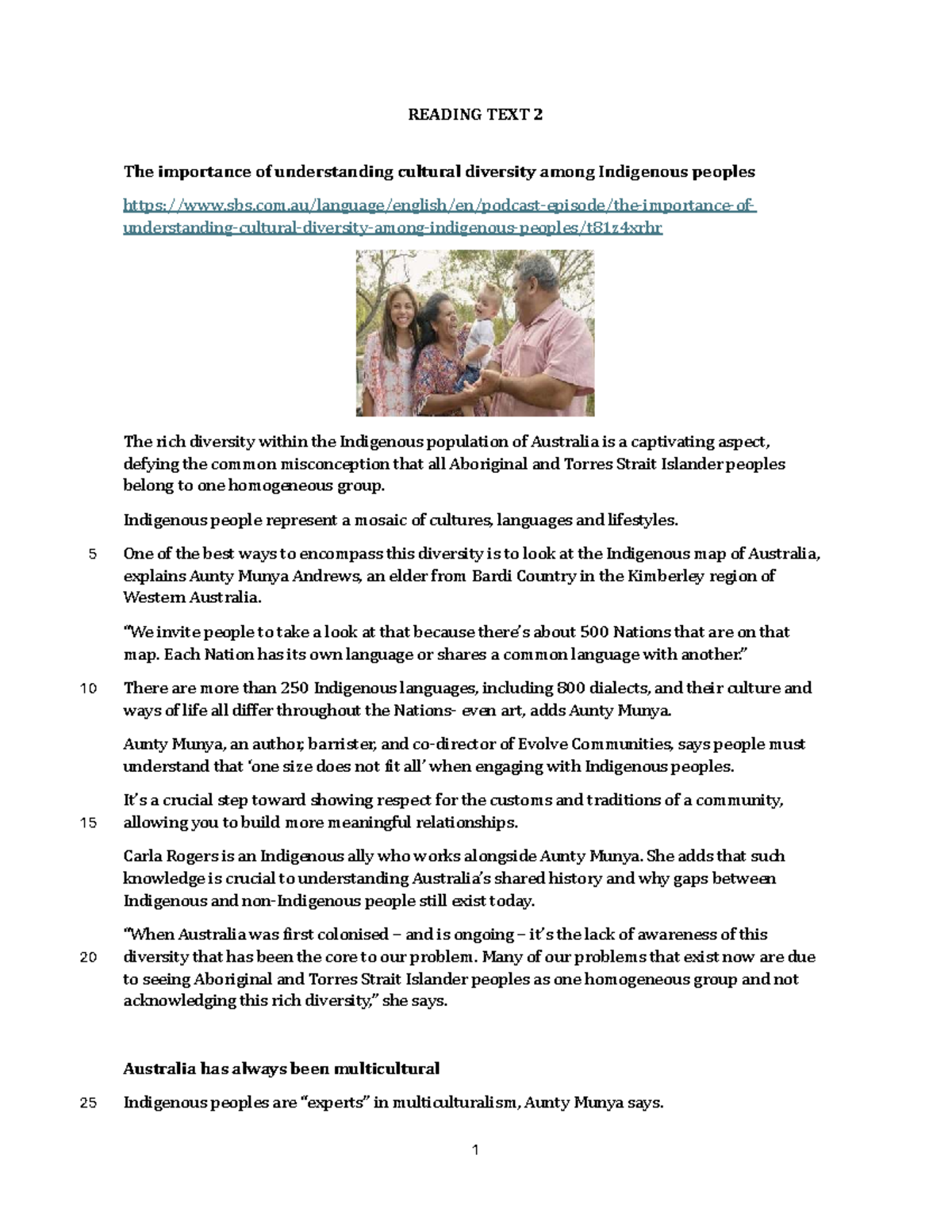 Reading Text 2: Understanding Cultural Diversity Among Indigenous ...
