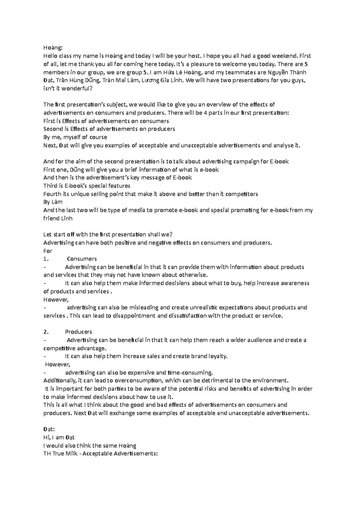 Script - Advertising positive and negative effects on consumers and ...