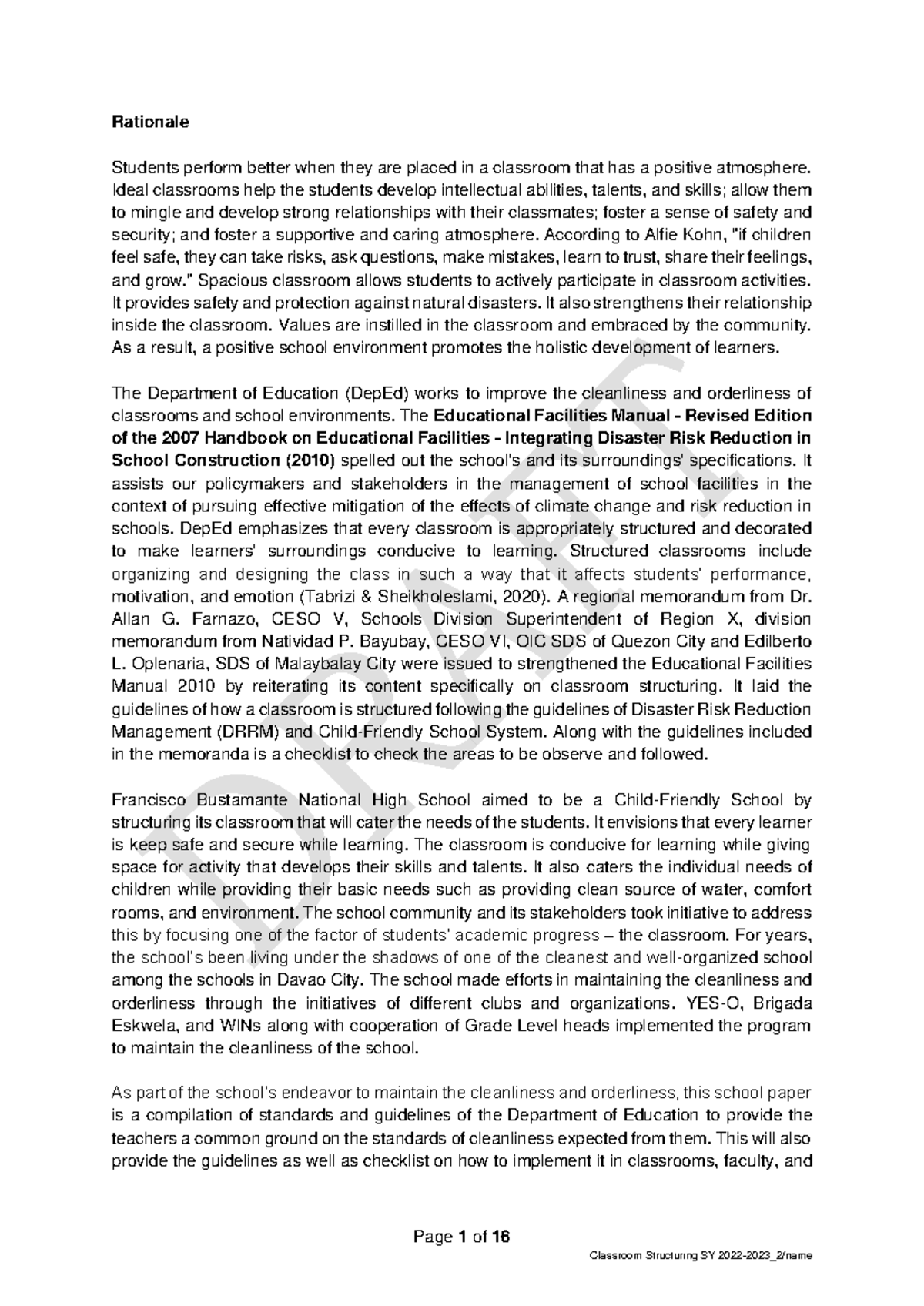 Classroom Structuring Guidelines for SY 2022-2023: A Comprehensive ...
