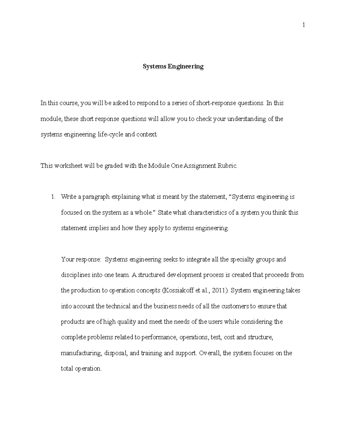 Systems Engineering: Understanding the System Lifecycle and Context ...