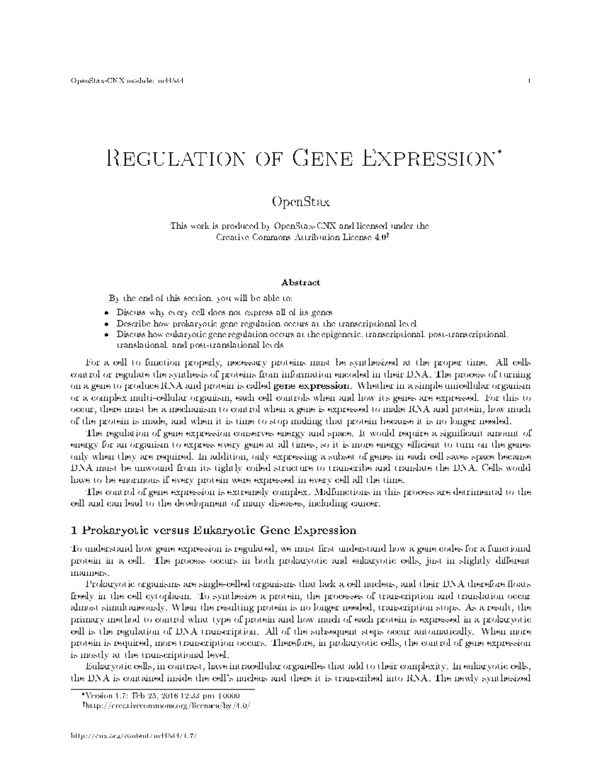 Regulation of Gene Expression in Prokaryotes and Eukaryotes (BIO 101 ...