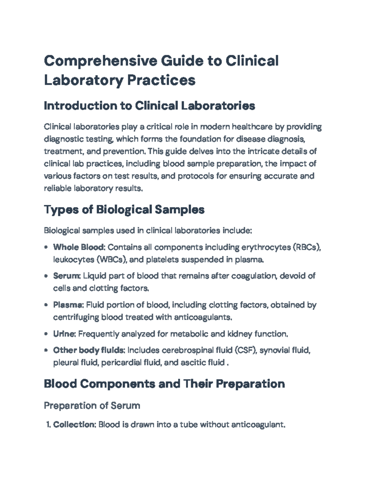 Comprehensive Guide to Clinical Lab Practices and Sample Management ...