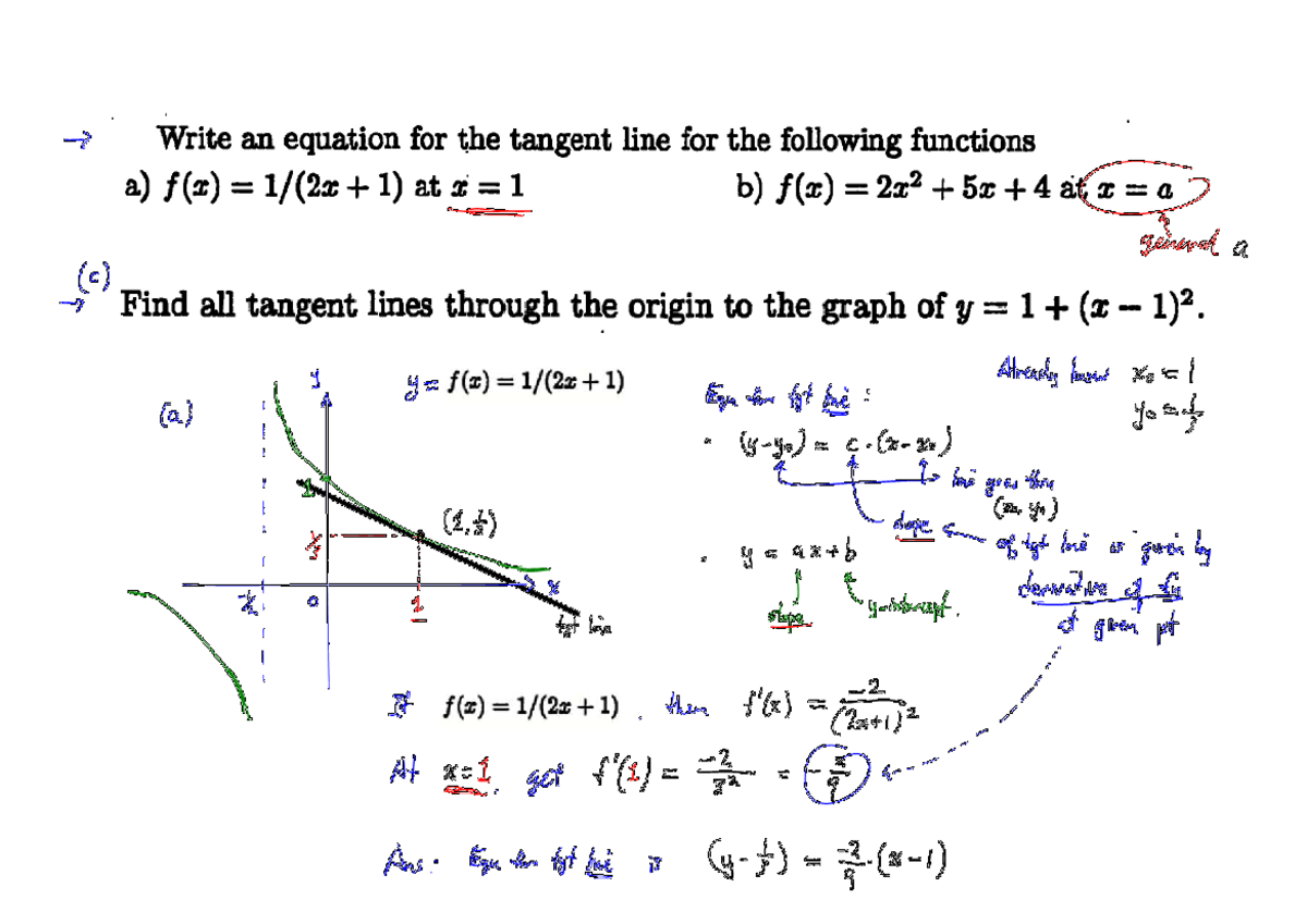 L1 Lsn01 - Tangent Line Equations and Functions - Studocu