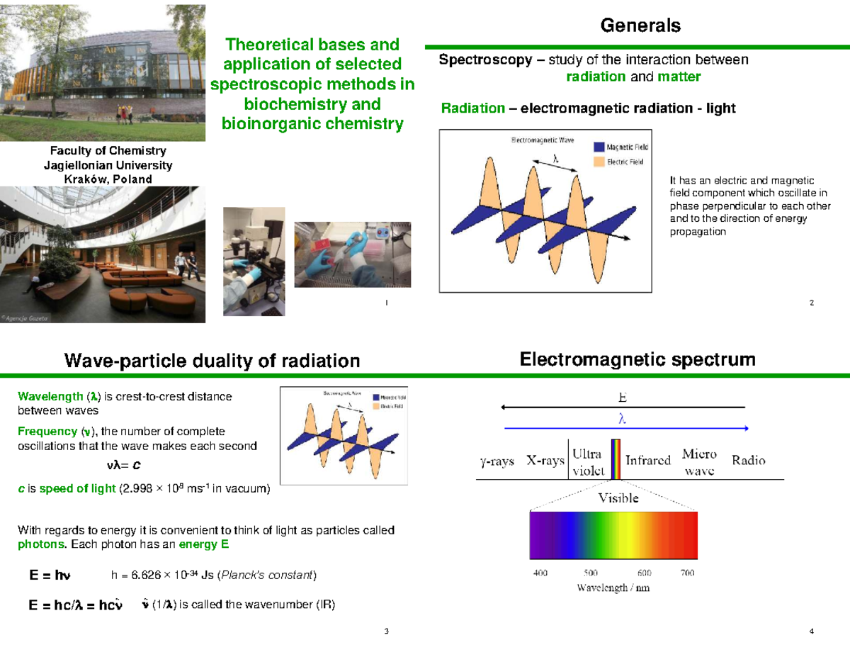 Spectroscopic Methods in Biochemistry and Bioinorganic Chemistry - Studocu