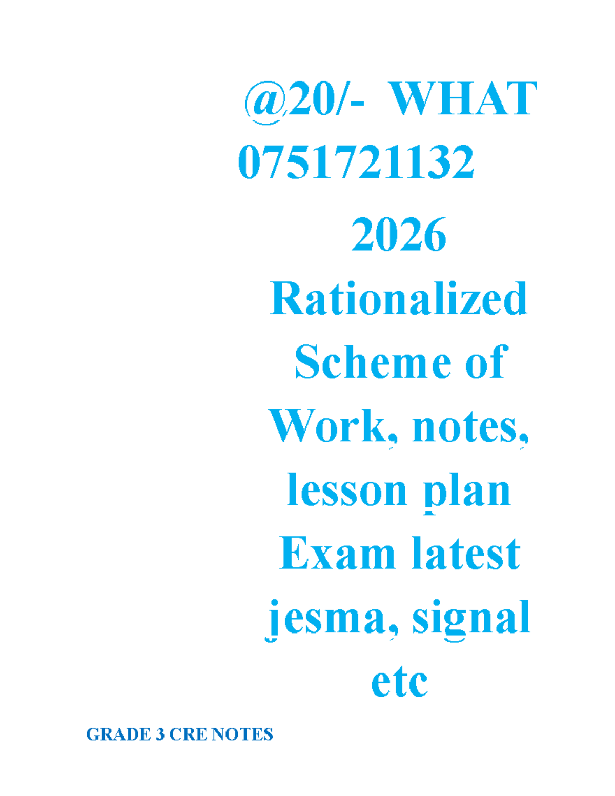 2026 Rationalized 0751721132 Grade 3 CRE Lesson Notes - Studocu