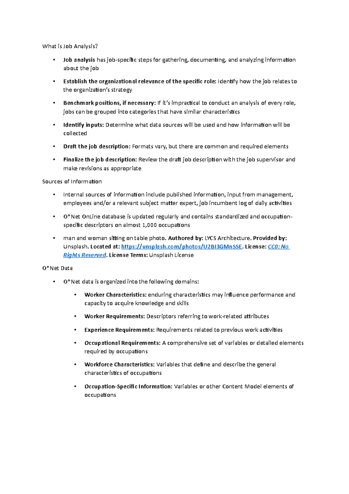 Job Analysis Overview: Steps, Sources, and O*Net Data - Studocu
