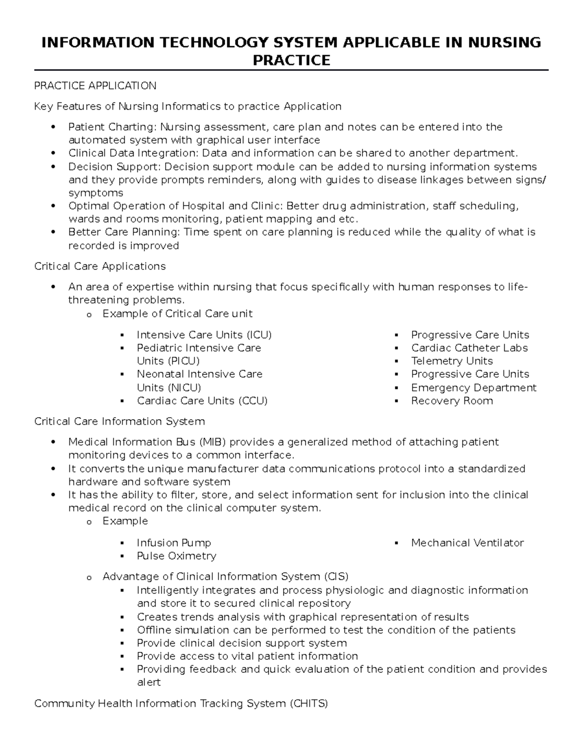 Information Technology Systems in Nursing Practice: Key Applications ...