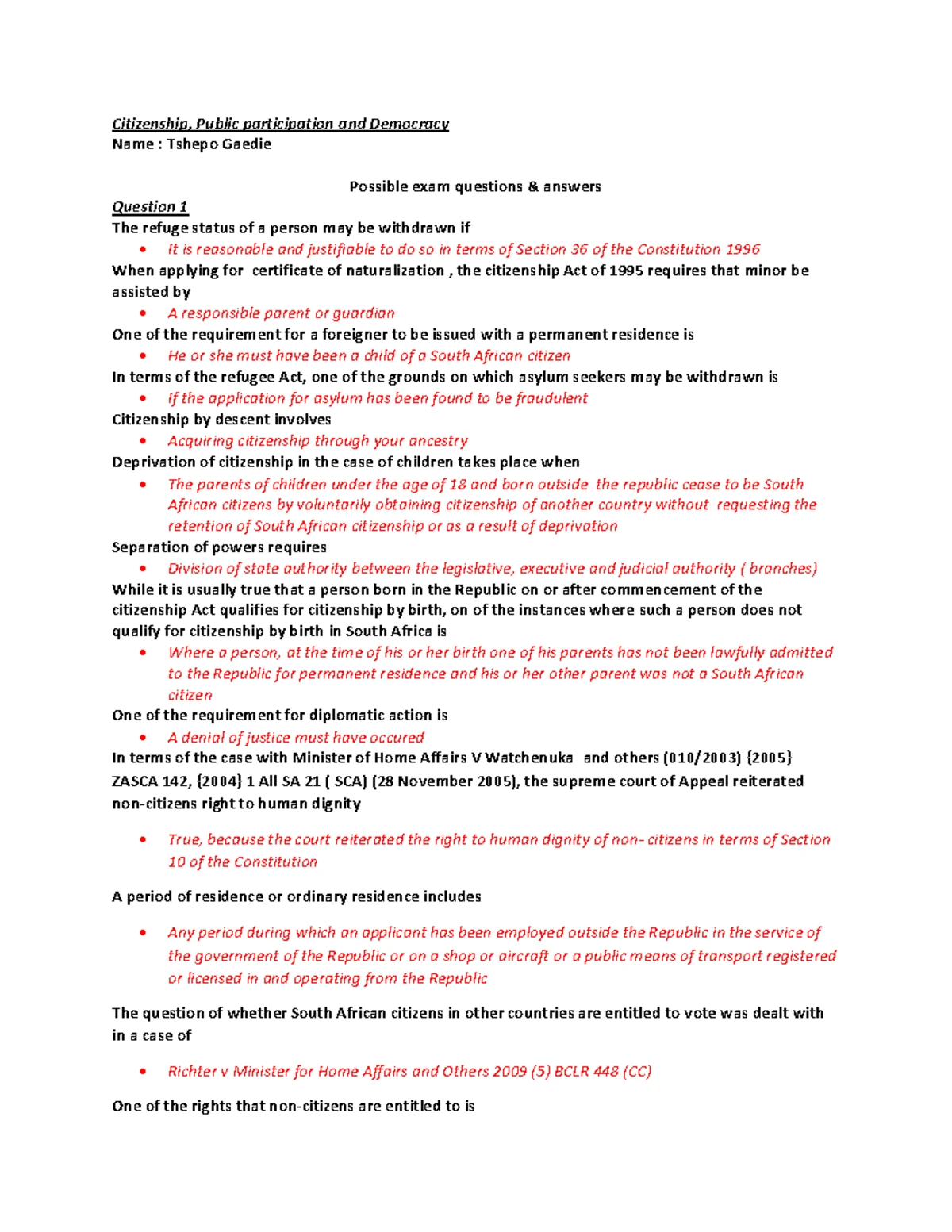 CPD 1501 Final Exam Notes: Key Concepts & Questions on Citizenship ...