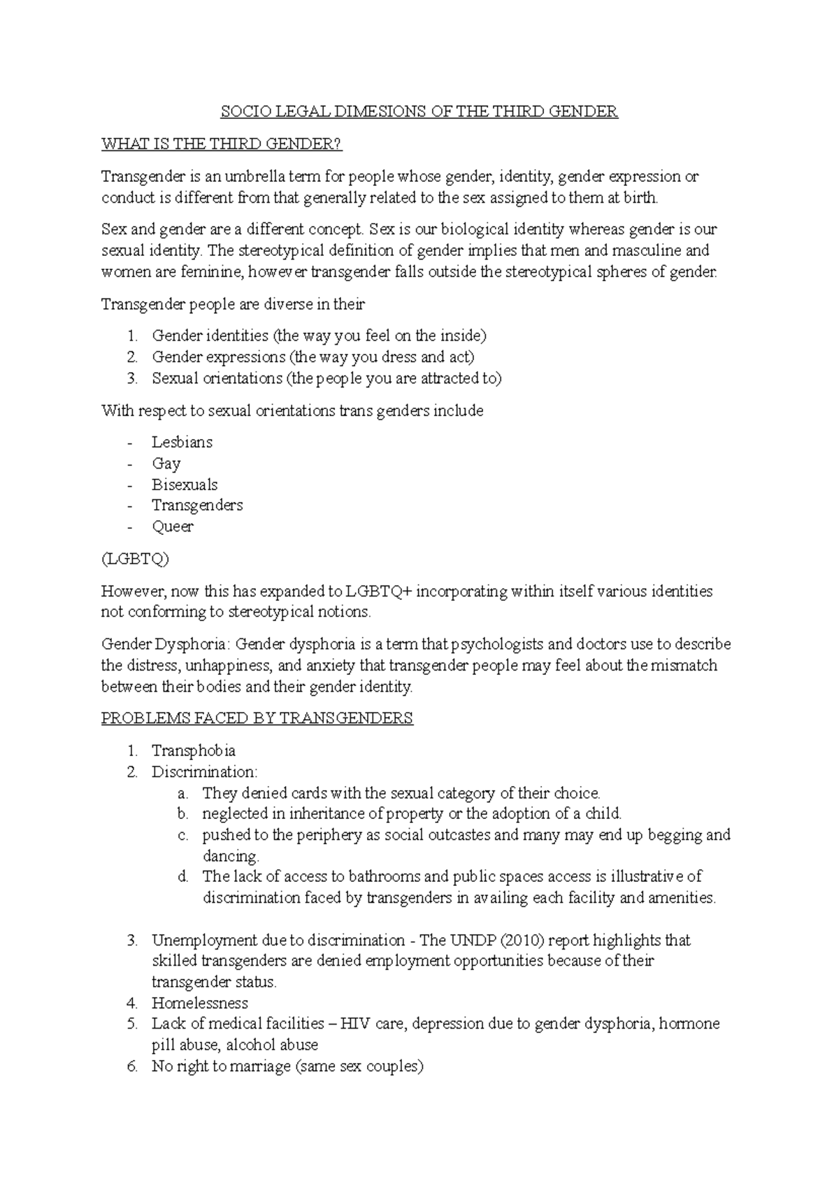 Socio-legal dimensions of the third gender: Understanding transgender ...