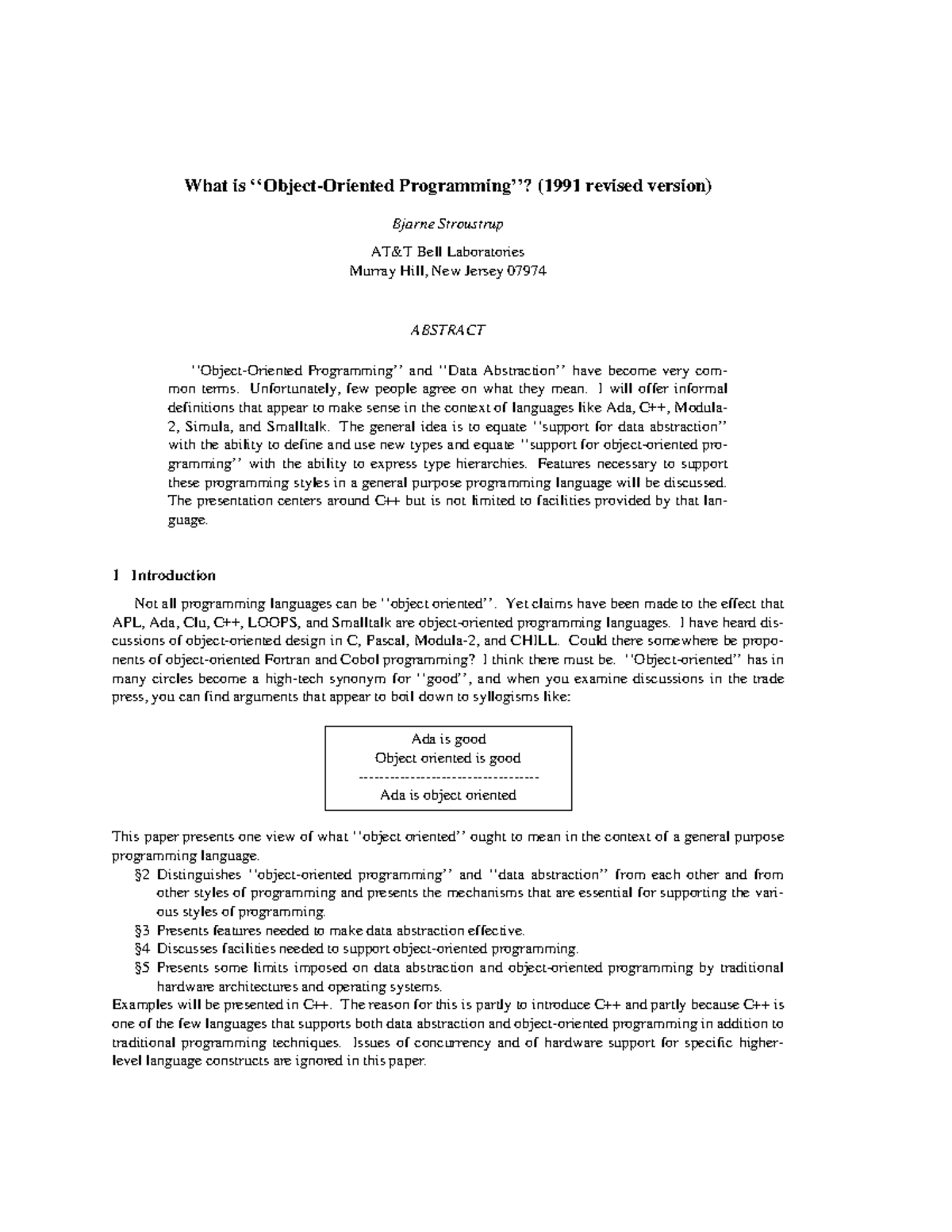 What is OOP? A Study on Object-Oriented Programming Concepts - Studocu