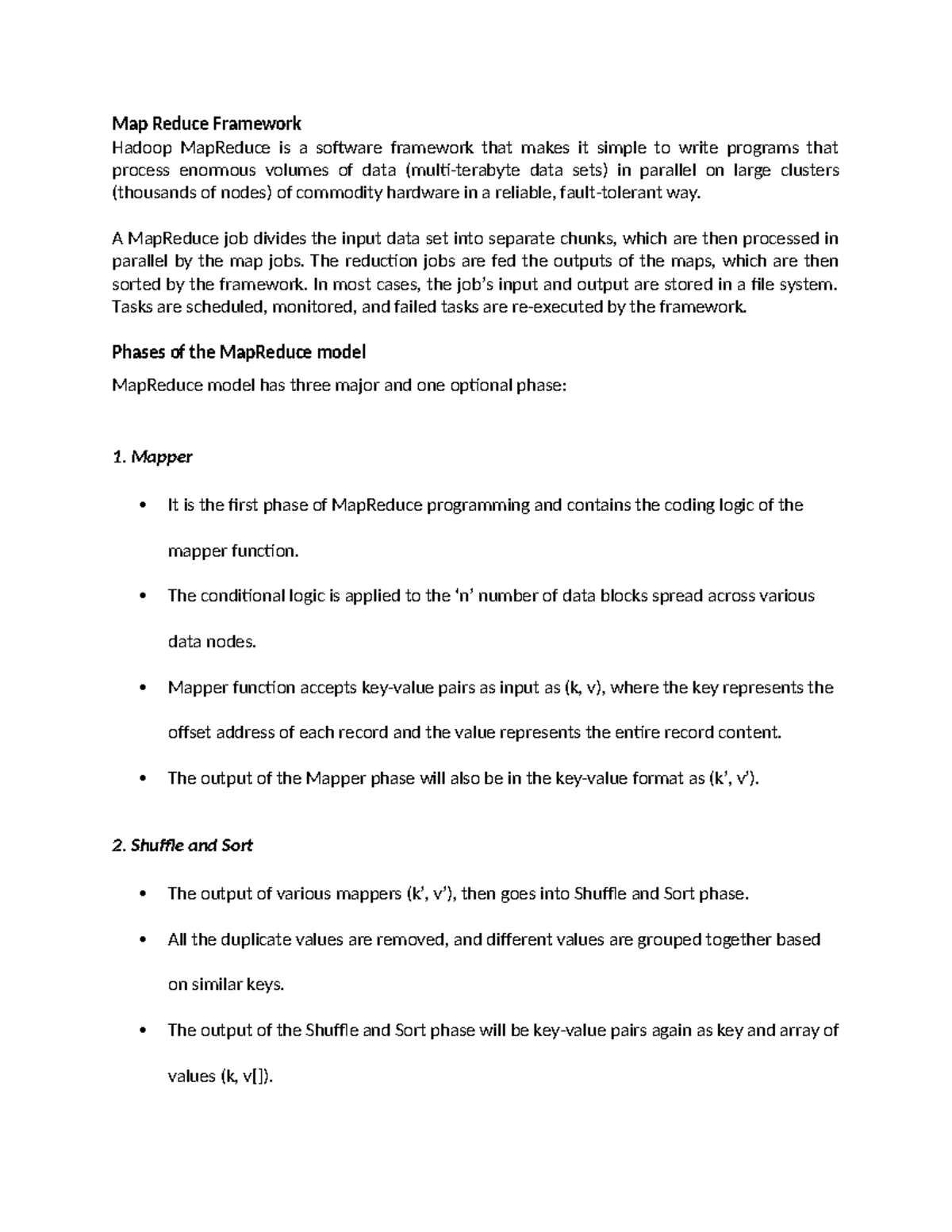 Unit 2 MapReduce Framework - Comprehensive Study Notes - Studocu