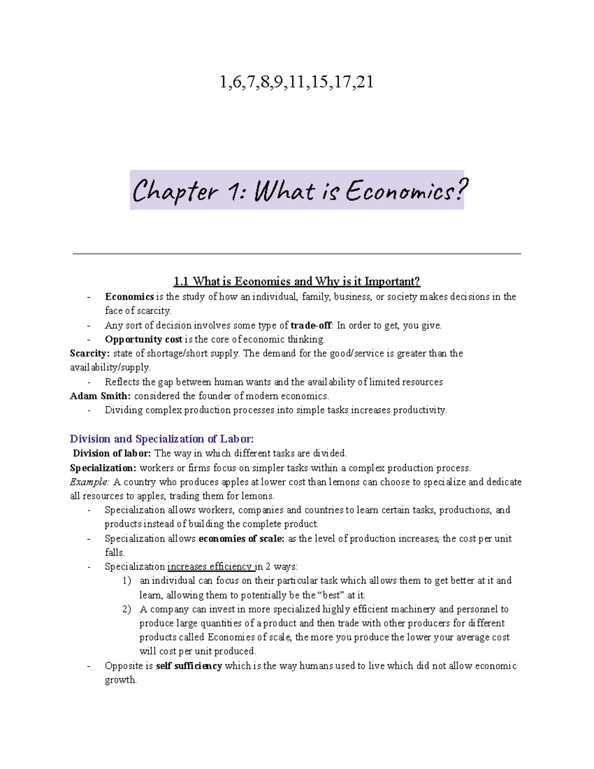 ECON102 Chapter Notes: Understanding Economics, GDP, and Unemployment ...