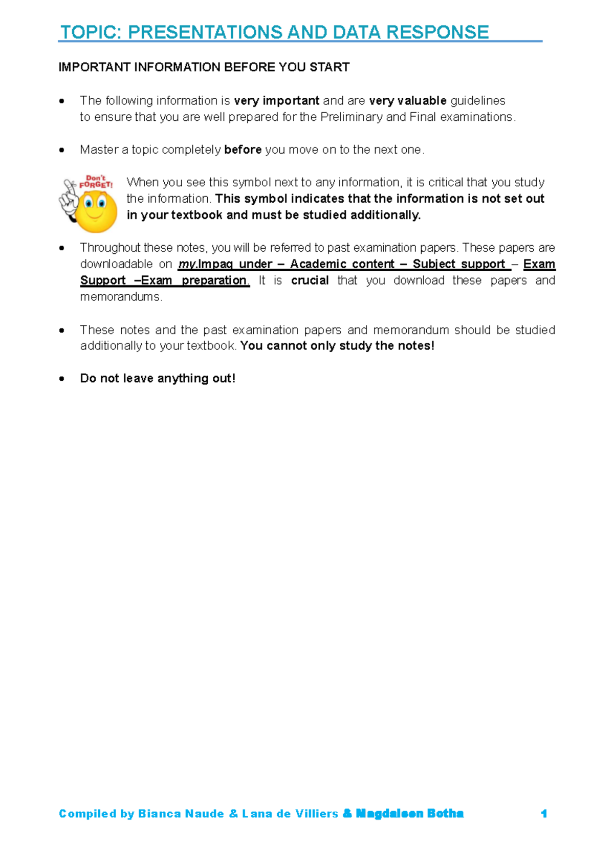 Chapter 15: Presentation & Data Response Guidelines for Exams - Studocu