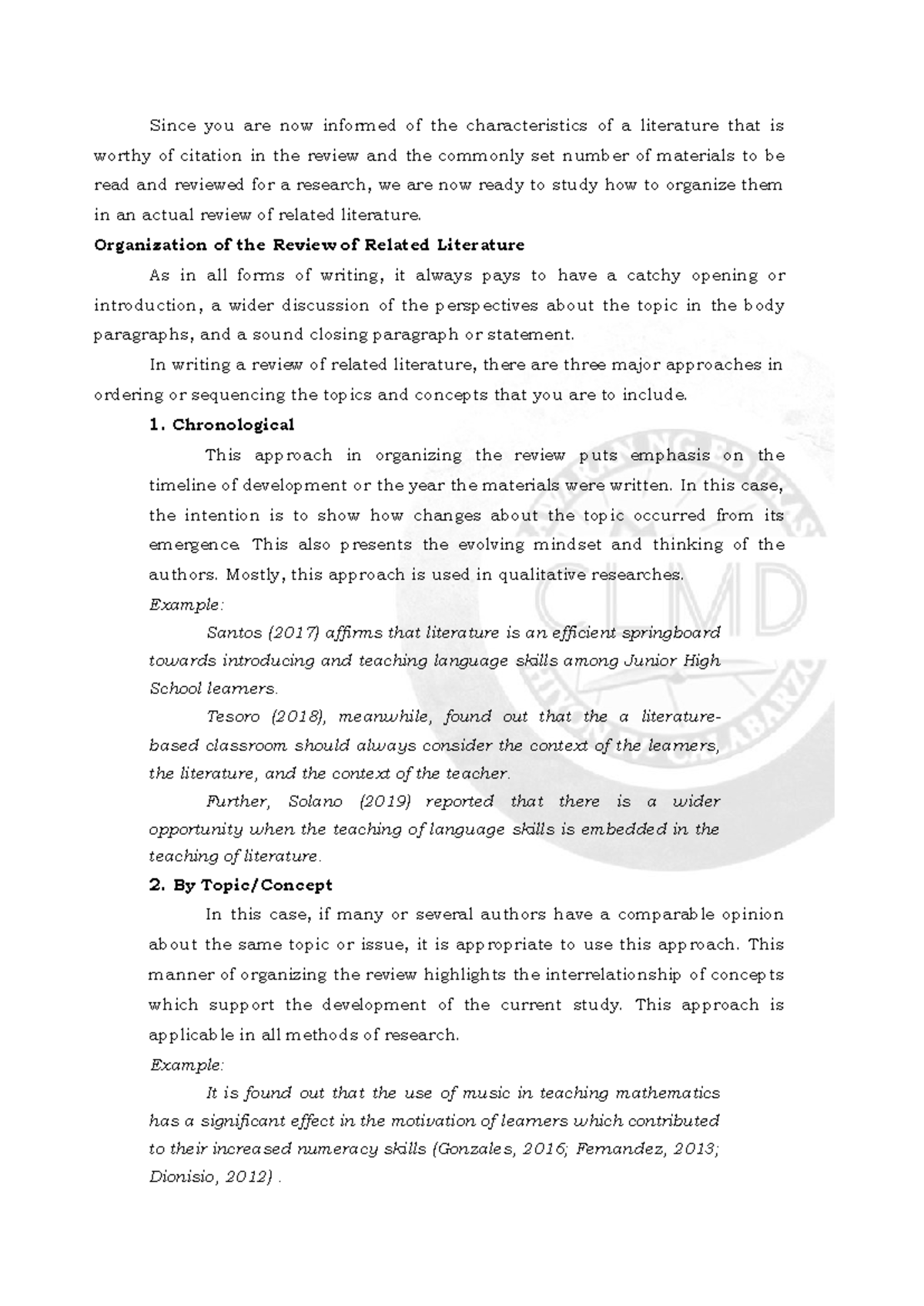 RRL Chapter 3 - Organizing the Review of Related Literature - Studocu