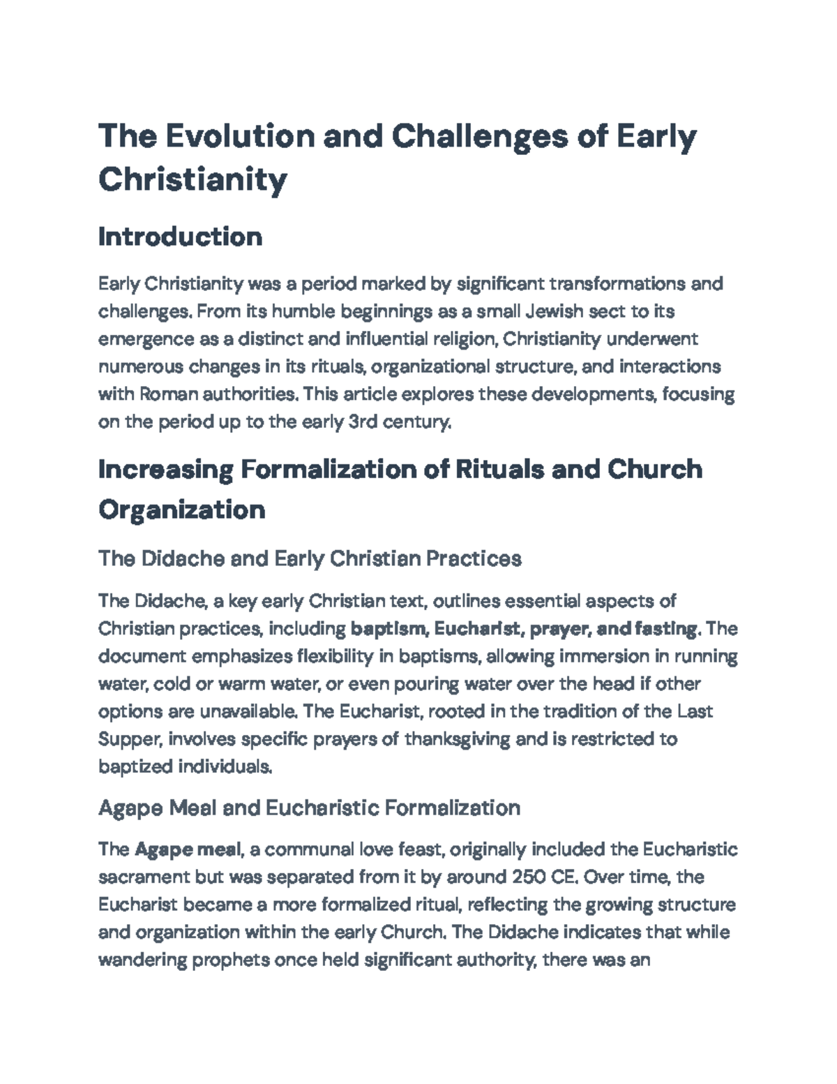 The Evolution and Challenges of Early Christianity (HIST 101) - Studocu