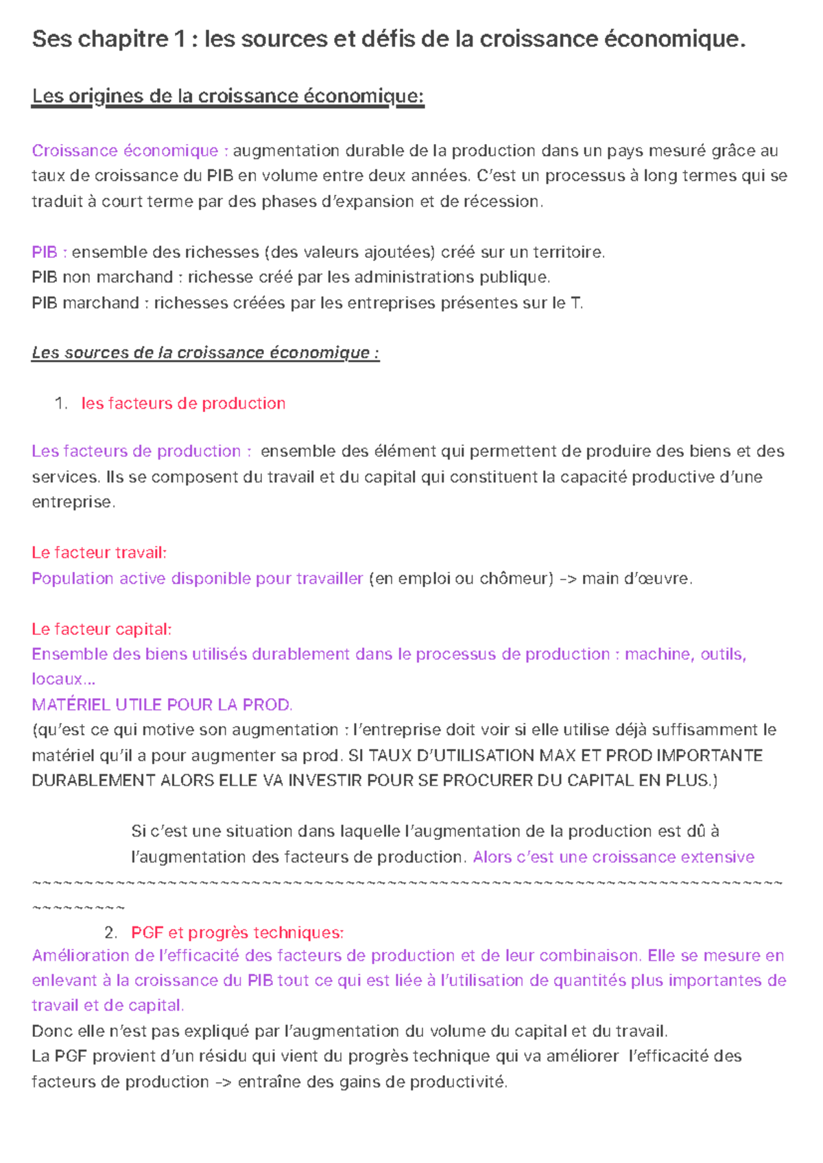 Chapitre 1 : Sources et Défis de la Croissance Économique - Économie ...