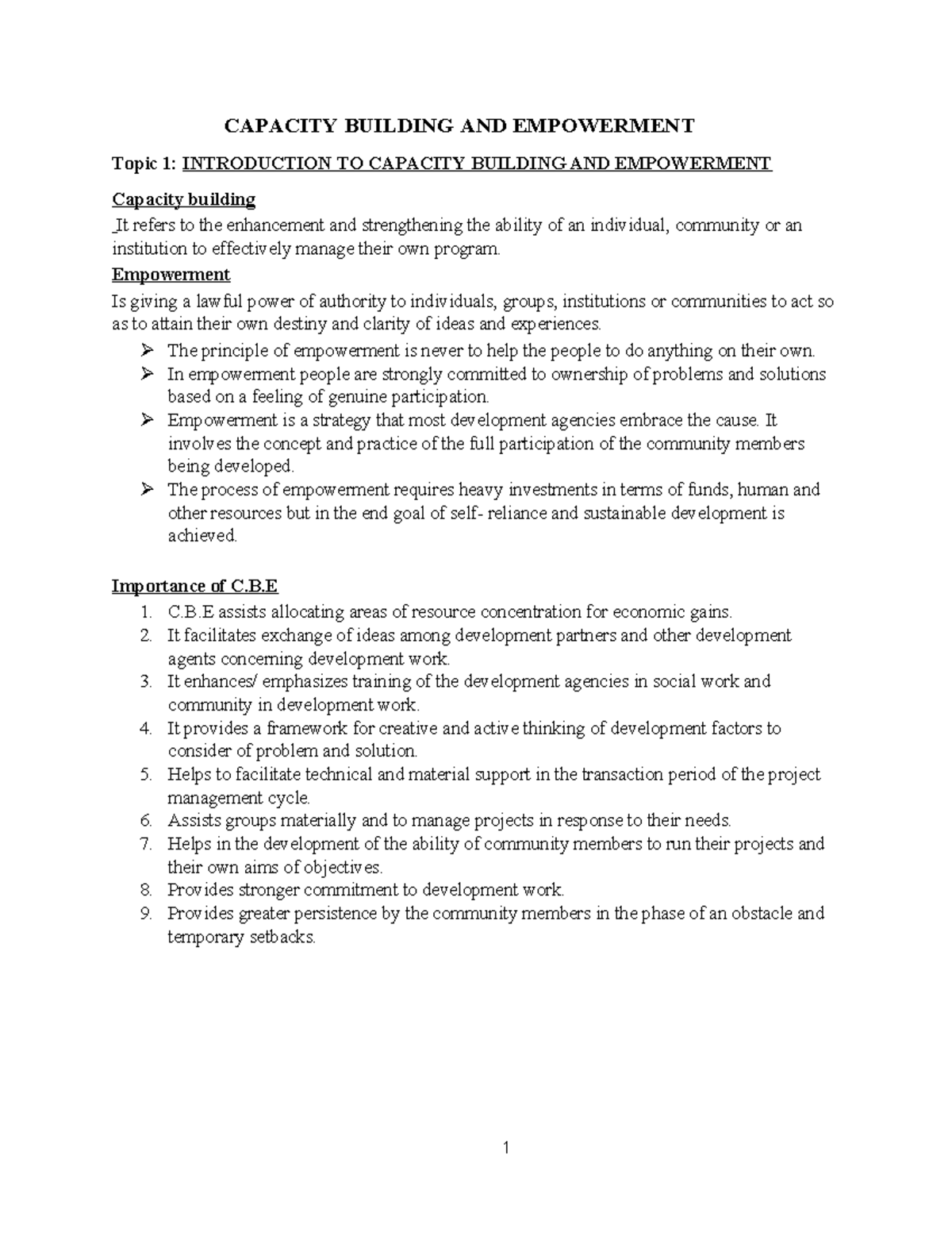 CBE - Lecture Notes on Capacity Building and Community Empowerment ...