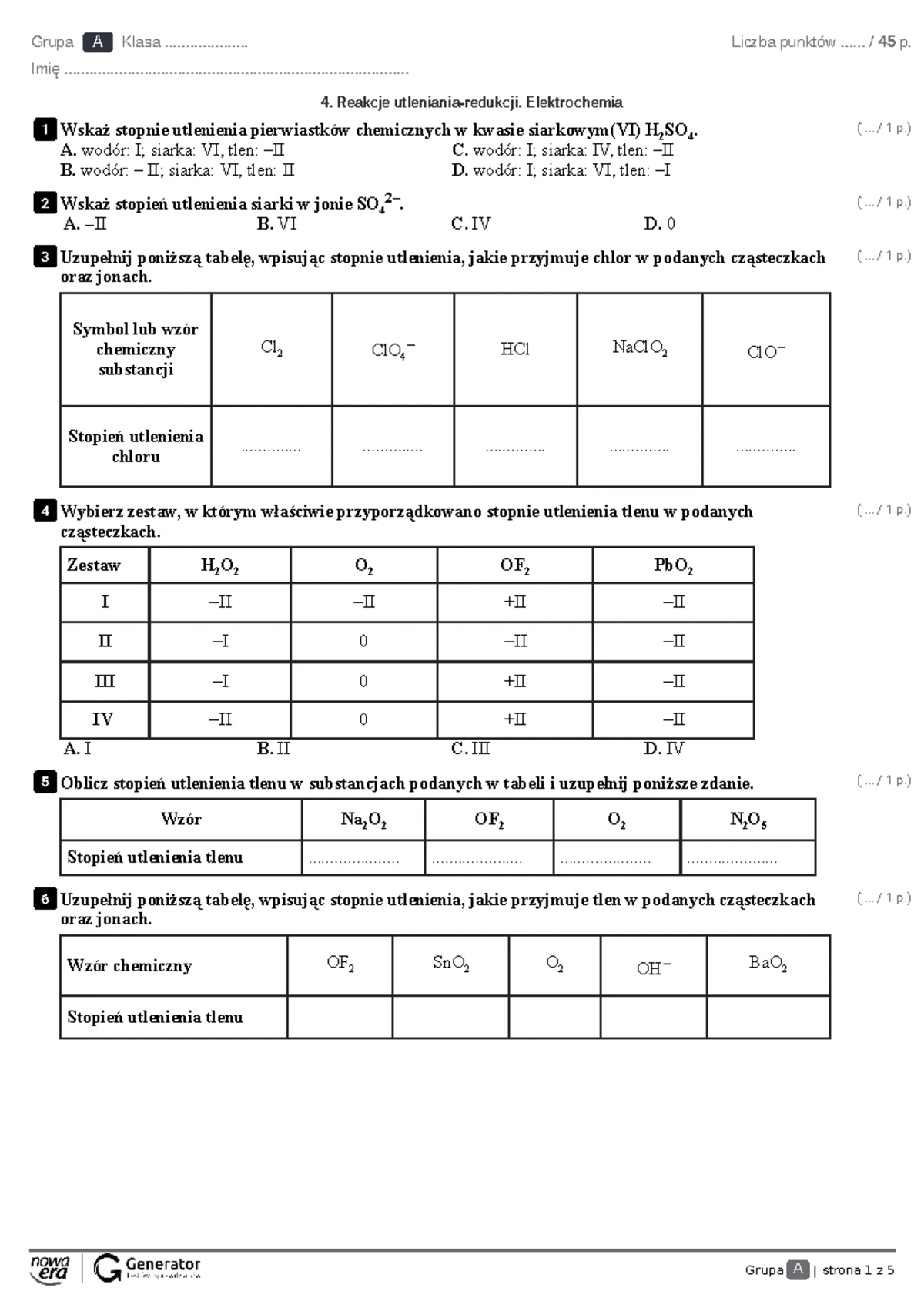 Sprawdzian Z Chemii Klasa 7 Dział 2 Odpowiedzi www.studocu.com