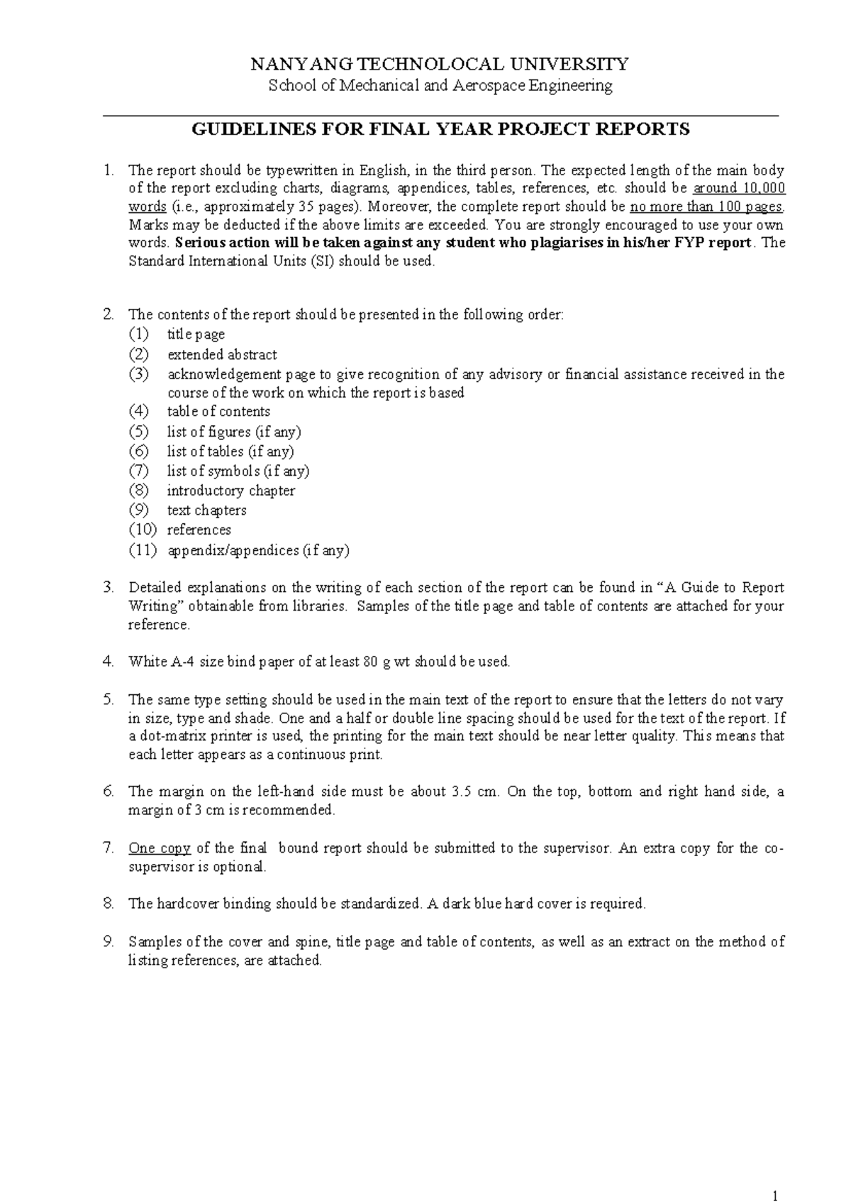 FYP Guidelines for Final Year Project Reports - MAE 2023 - Studocu